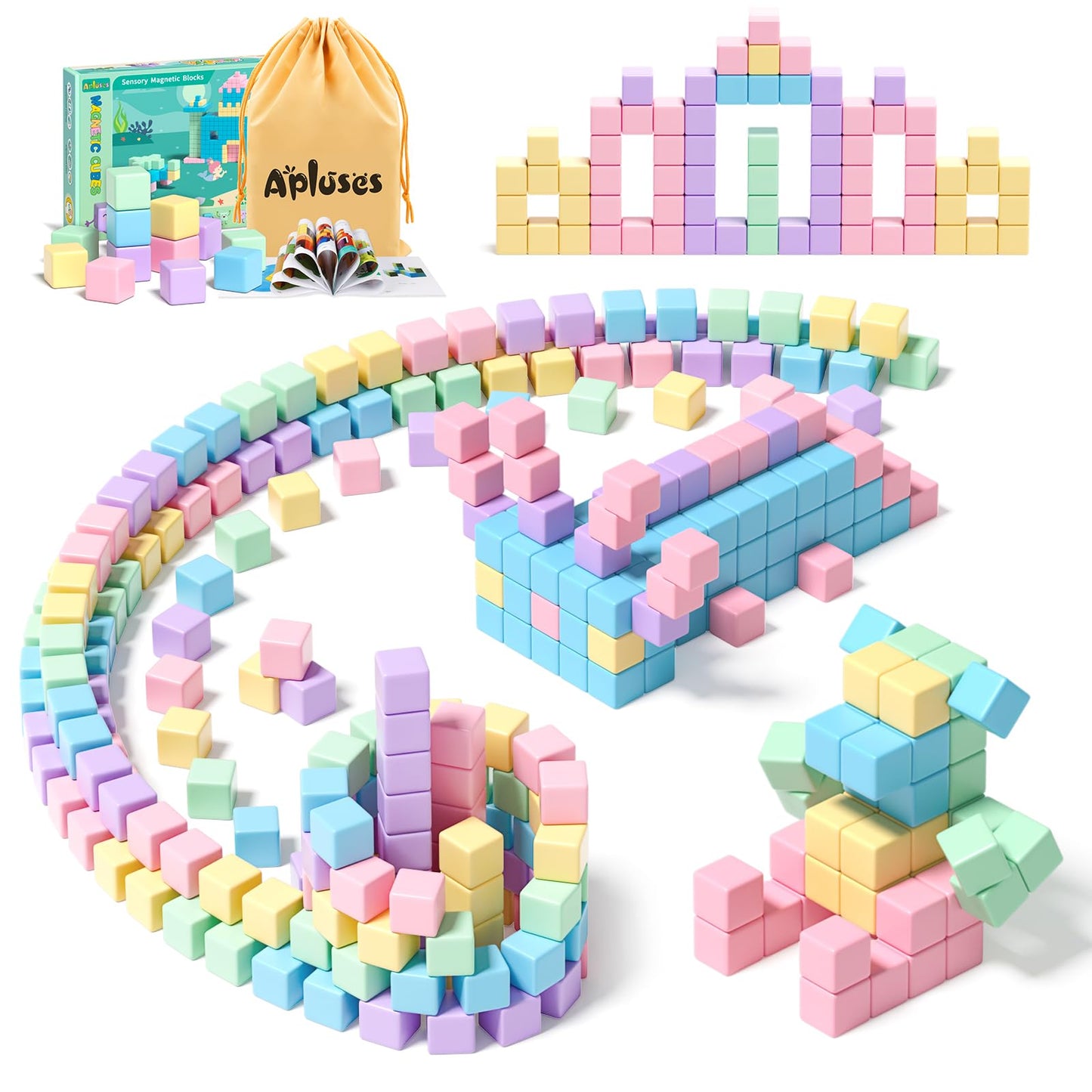 Apluses 45PCS Magnetic Blocks – STEM Building Toys for Toddlers Aged 3-5
