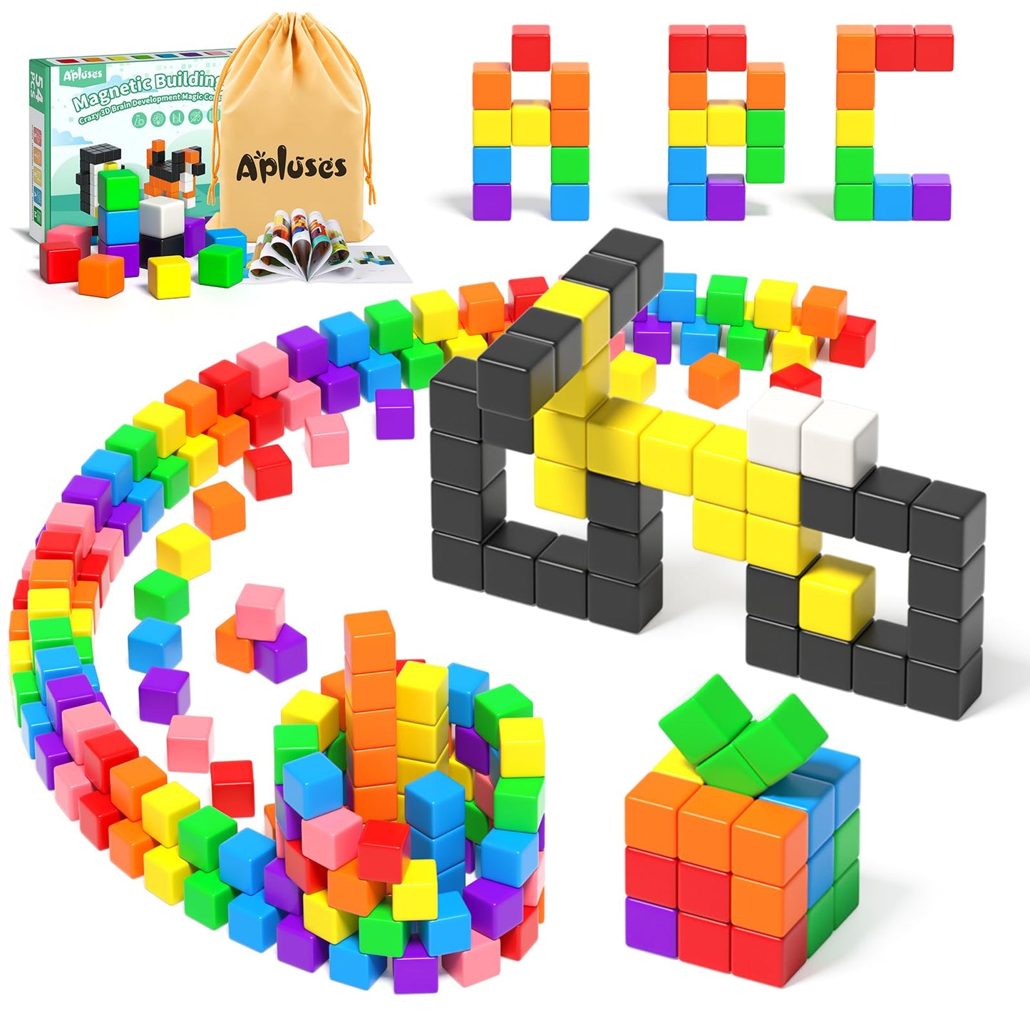 Apluses 54 PCS Magnetic Blocks for Toddlers 3+ | Montessori STEM Toys