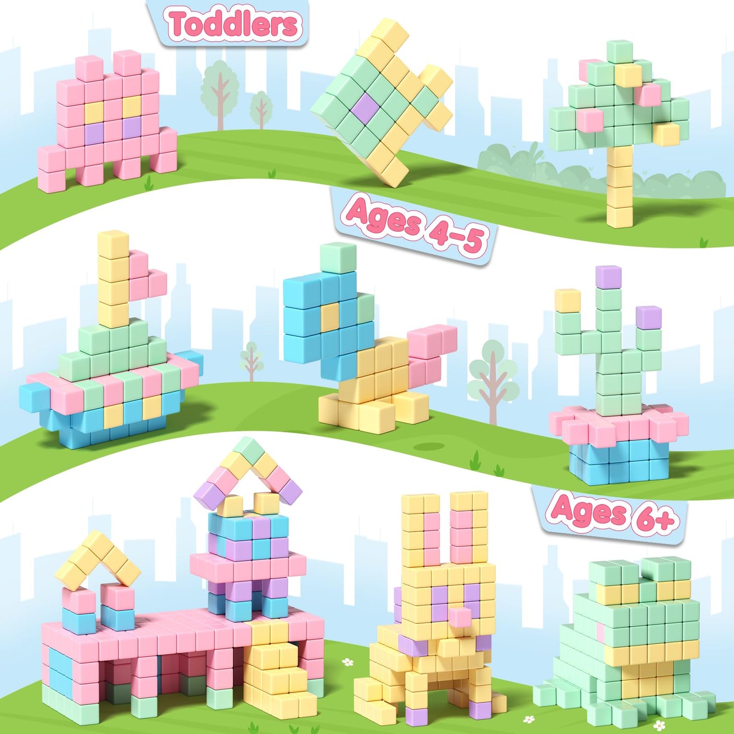 Apluses 45PCS Magnetic Blocks – STEM Building Toys for Toddlers Aged 3-5