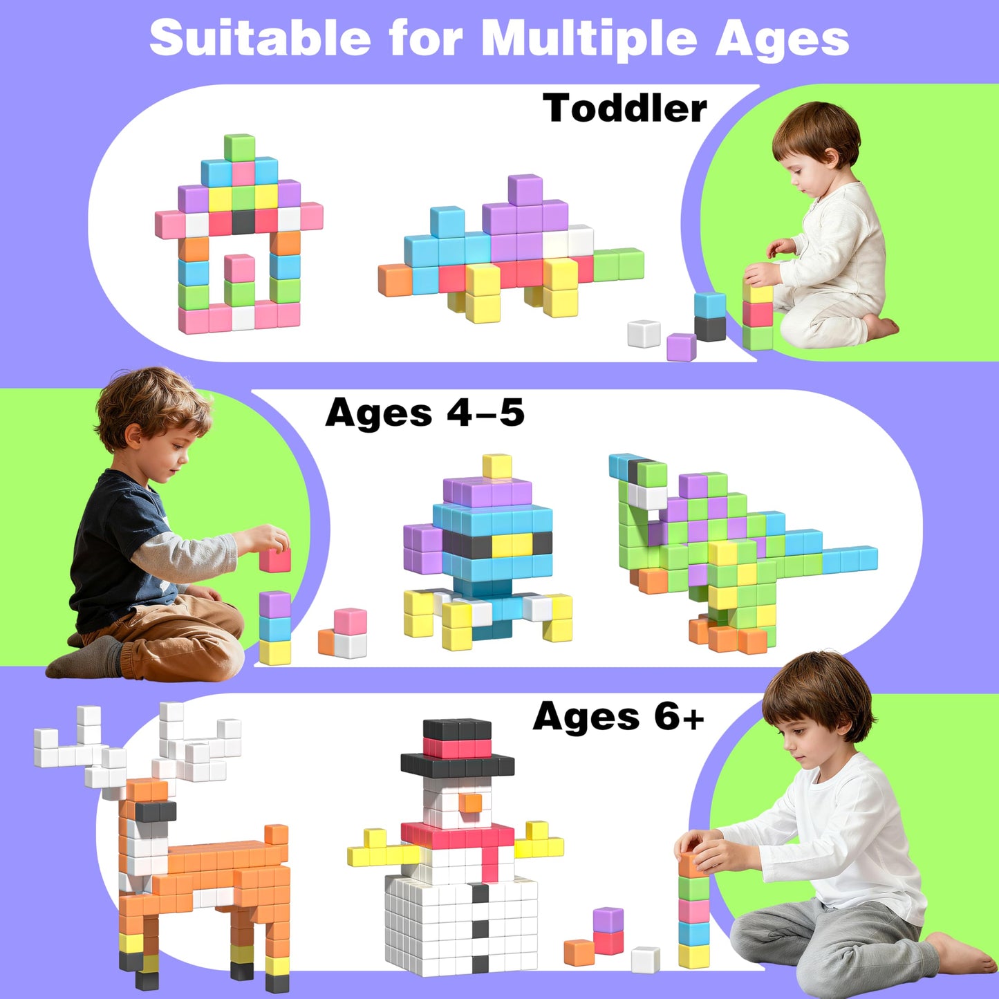 Apluses Magnetic Blocks – STEM Building Cubes for Toddlers & Kids 3–8