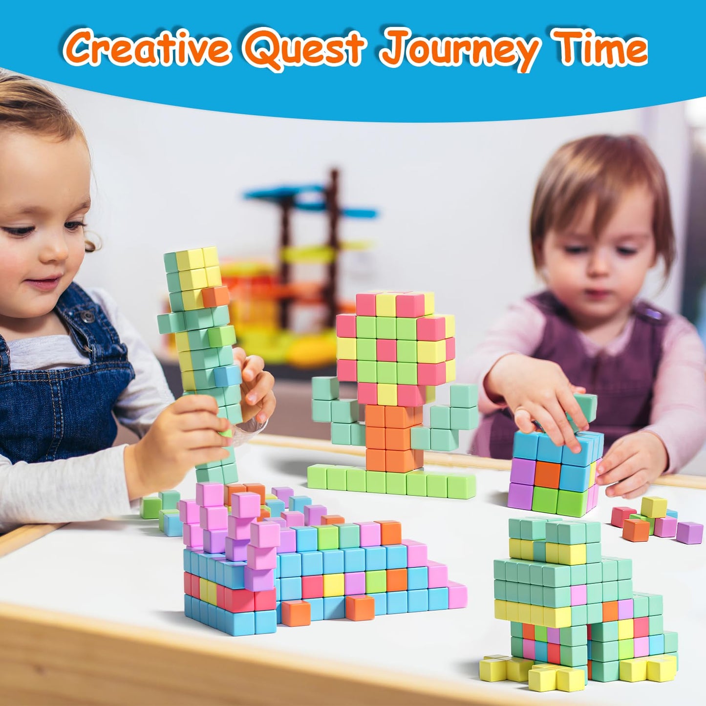 Apluses Magnetic Blocks – 72-Piece STEM Building Cubes for Ages 3-5