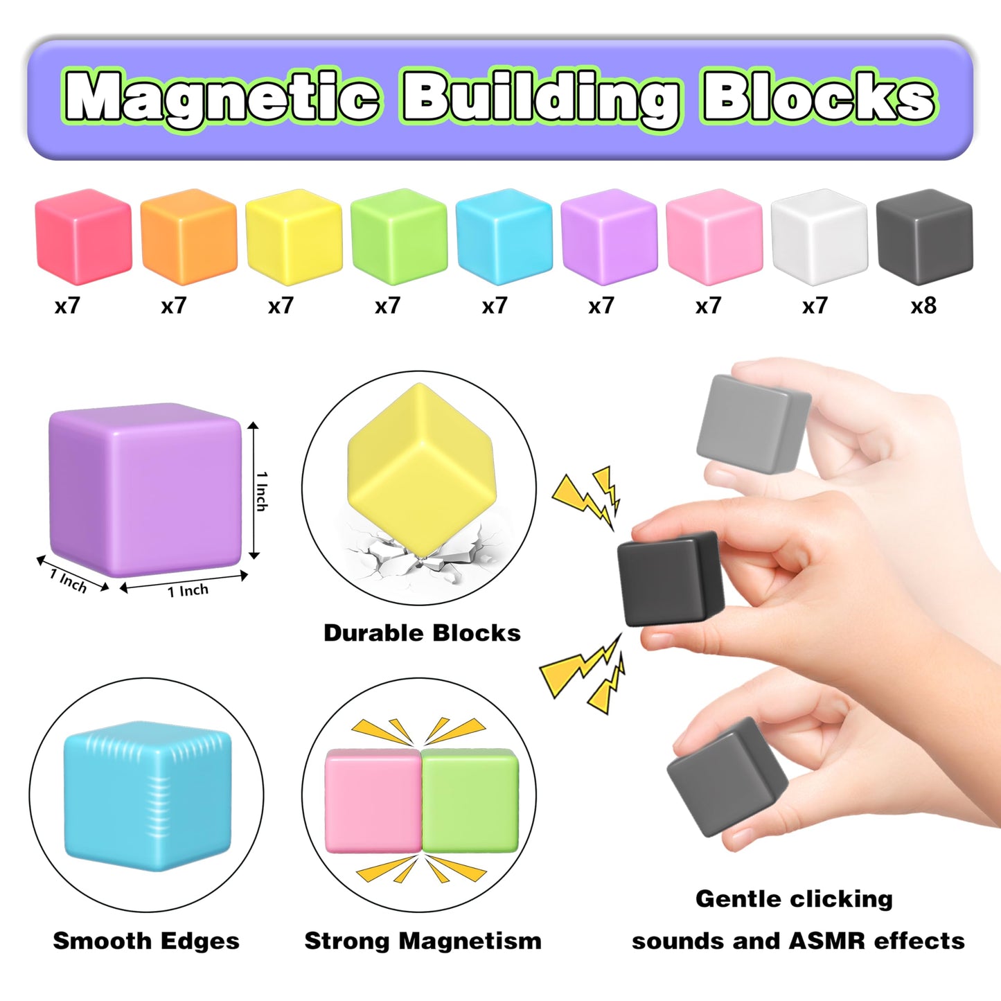 Apluses Magnetic Blocks – STEM Building Cubes for Toddlers & Kids 3–8