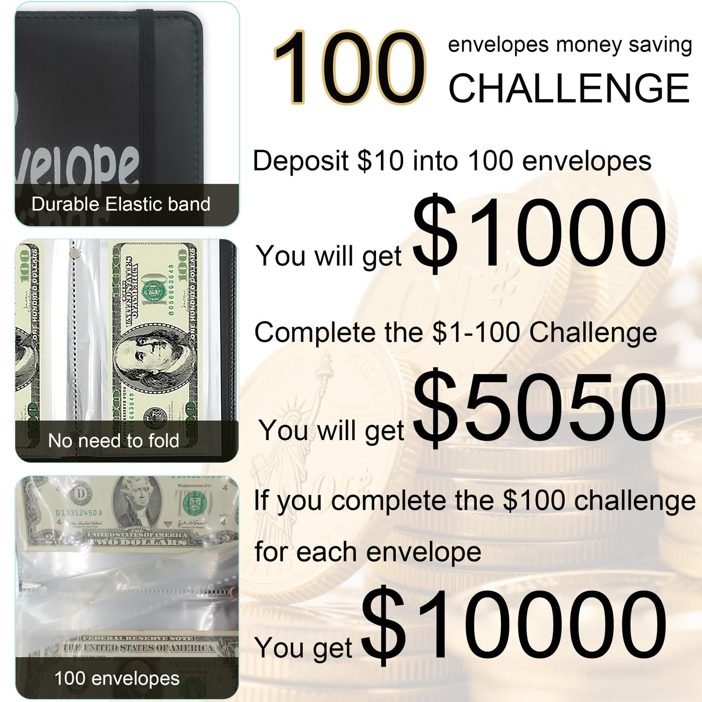 APMFHO 100 Days Money Saving Challenge Binder – Save $10,000 or $5,050 with 100 Envelopes