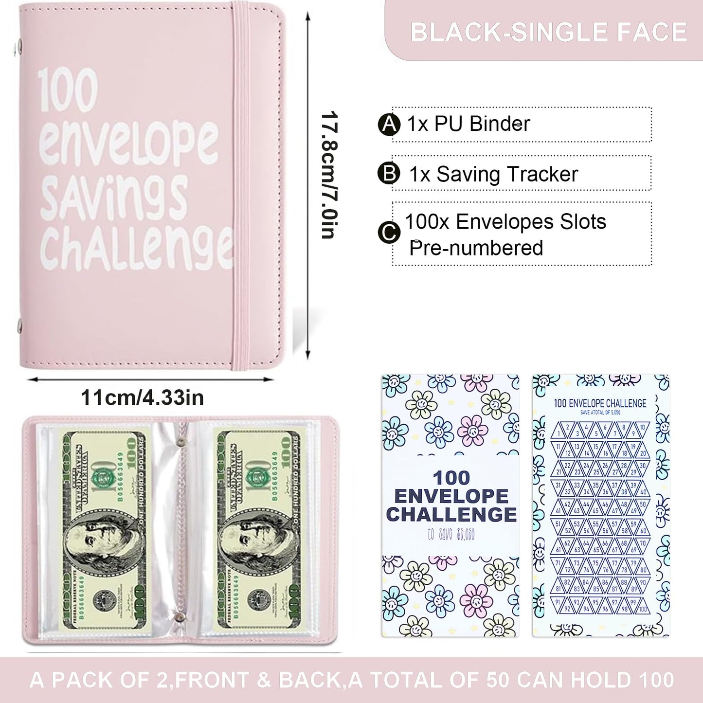 APMFHO 100 Days Money Saving Challenge Binder – 100 Envelopes, Save $10,000 or $5,050