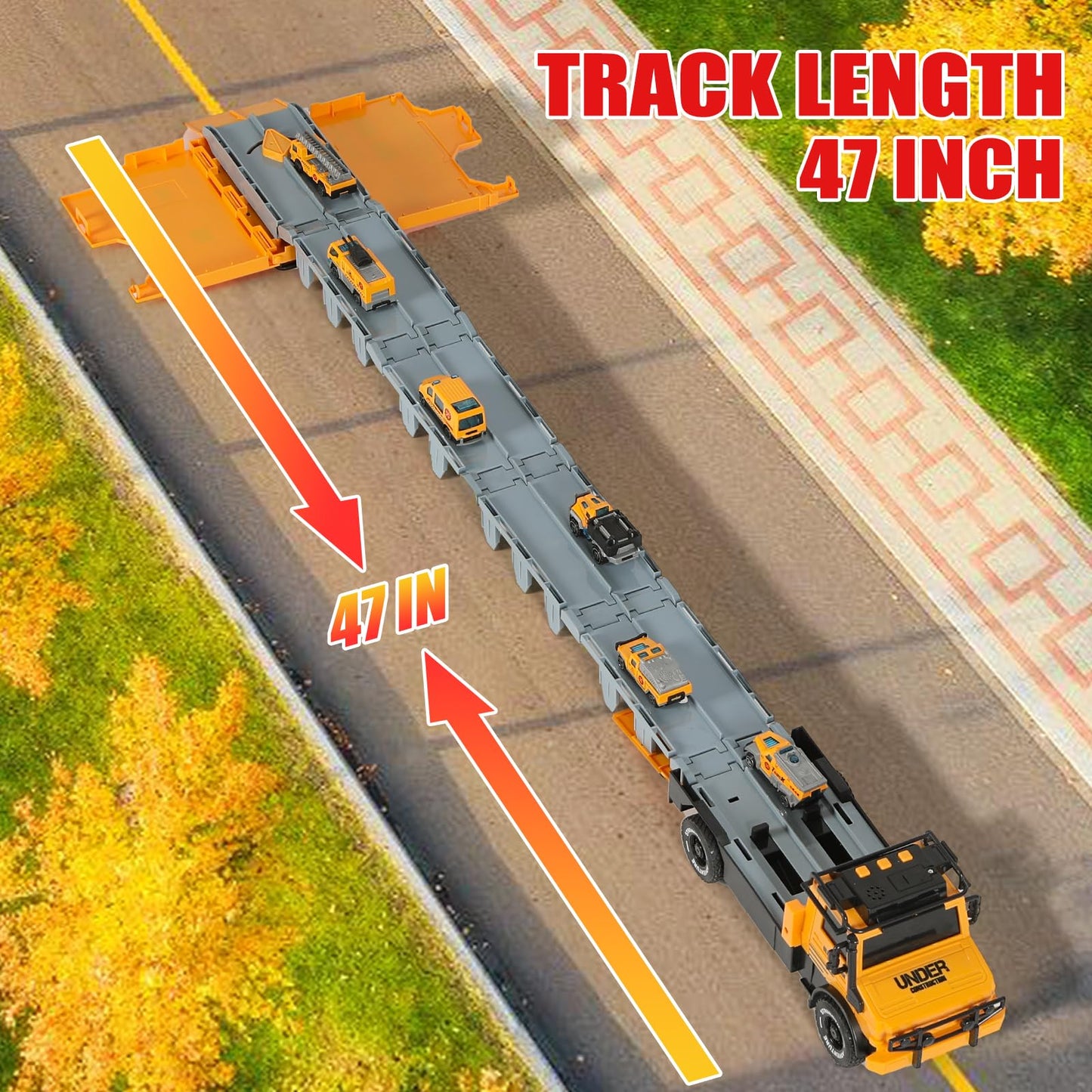 APOBATK Versatile Transforming Truck with Race Tracks (Yellow) – Foldable Toy for Kids 3-7