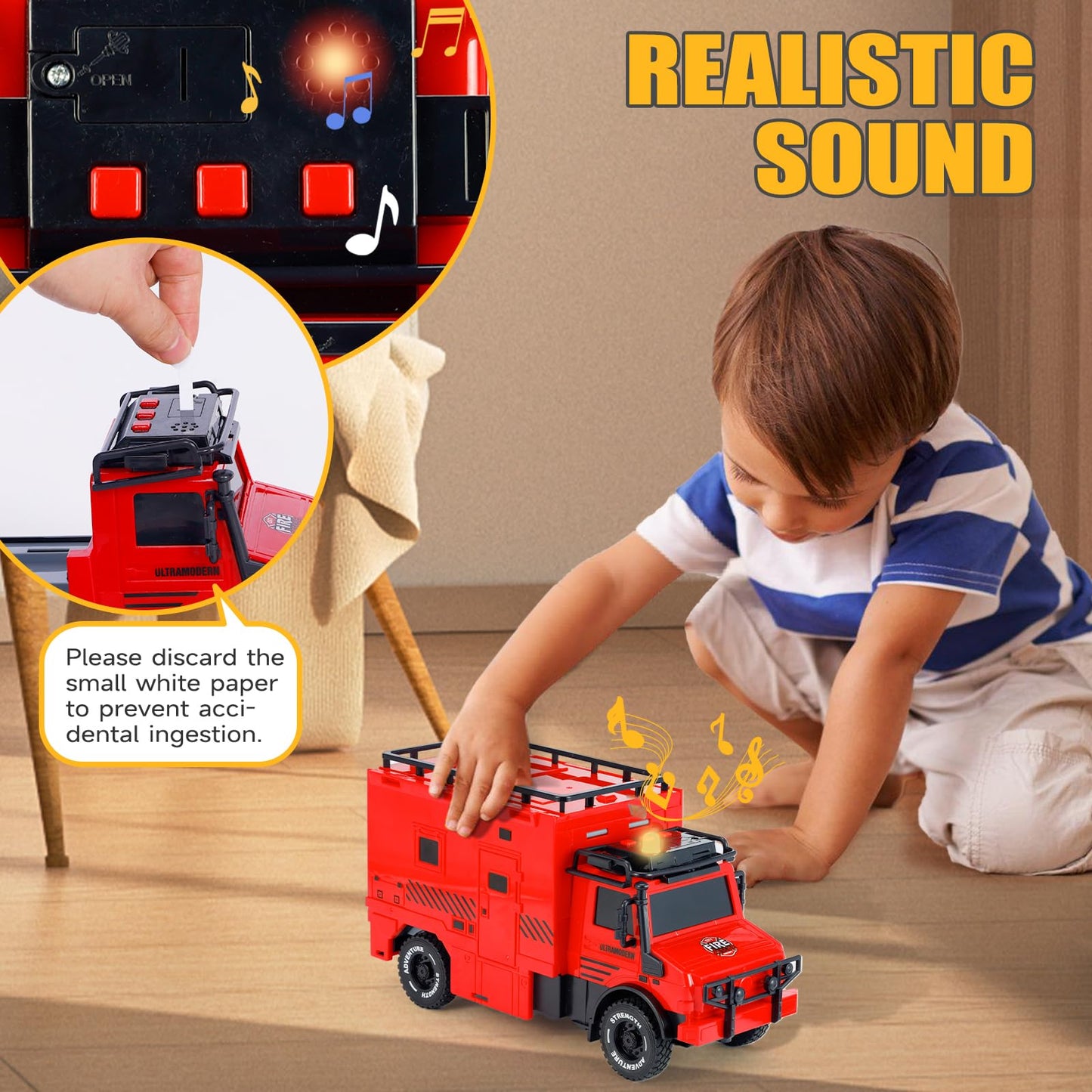 APOBATK Transforming Truck with Race Tracks – Foldable Toy for Ages 3-7 (Red)