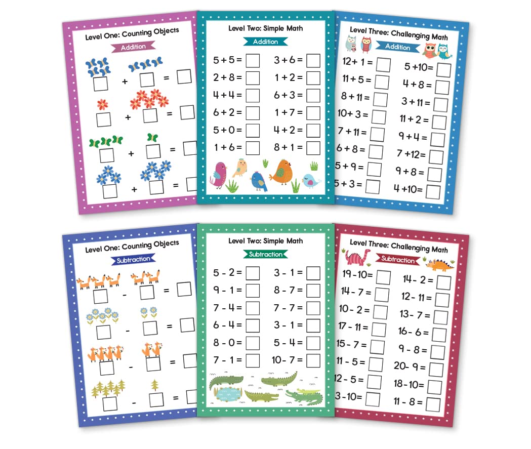 Apostrophe Games Addition & Subtraction Dry Erase Cards – Reusable Math Sheets for Kids
