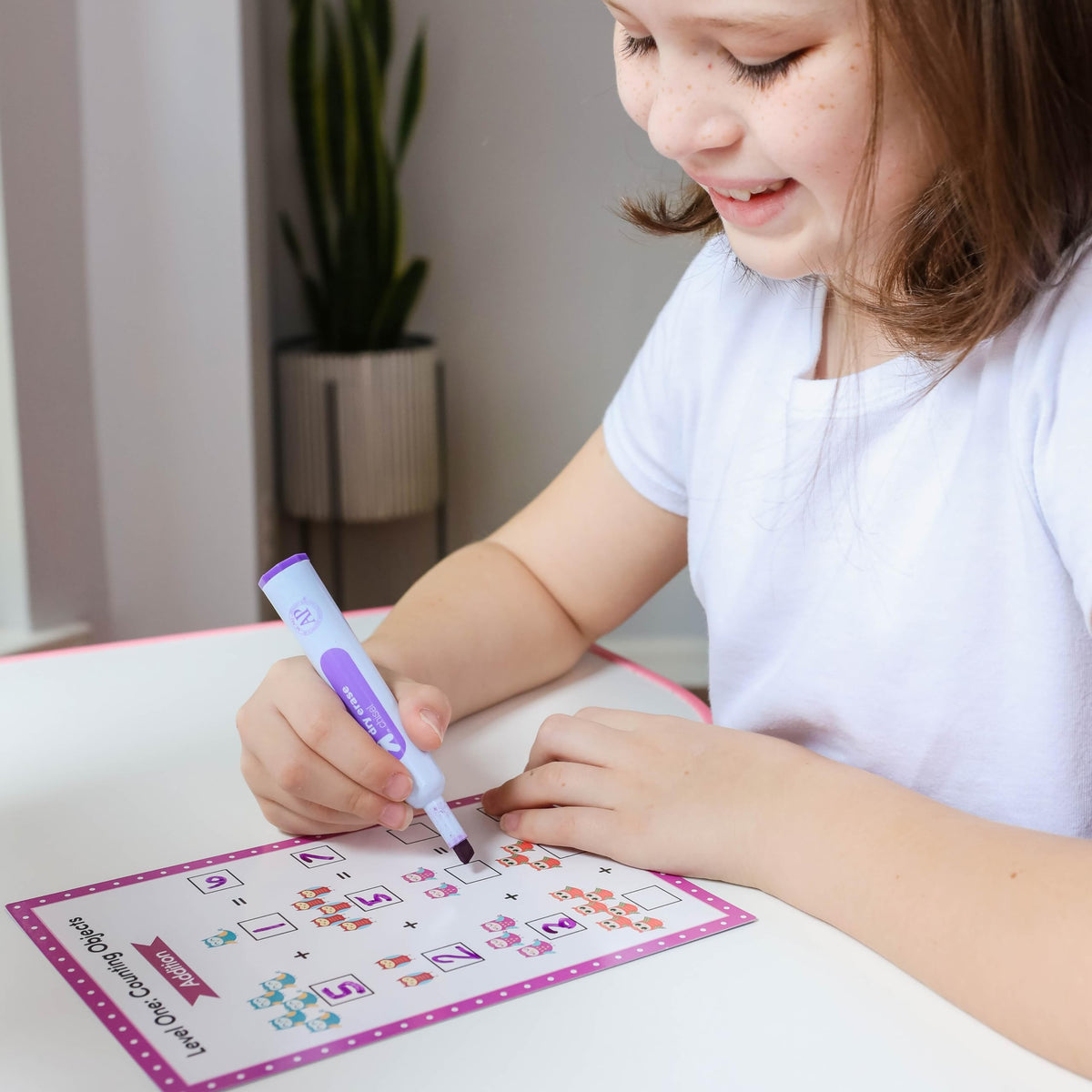 Apostrophe Games Addition & Subtraction Dry Erase Cards – Reusable Math Sheets for Kids
