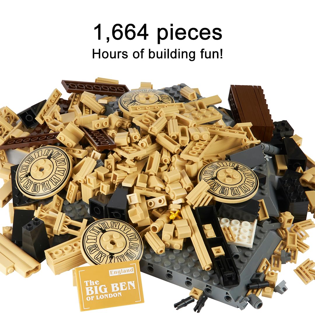 Apostrophe Games Big Ben Building Block Set – 1,664 Pieces | London Landmark Architecture Model