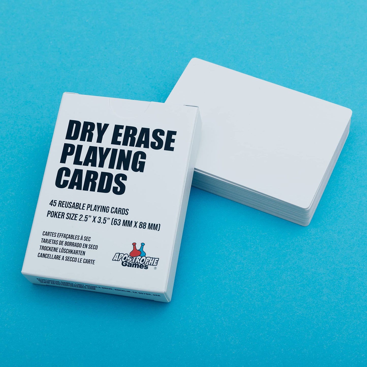 Apostrophe Games Dry Erase Blank Playing Cards with Box – Poker Size (2.5" x 3.5"), 45 Reusable Cards