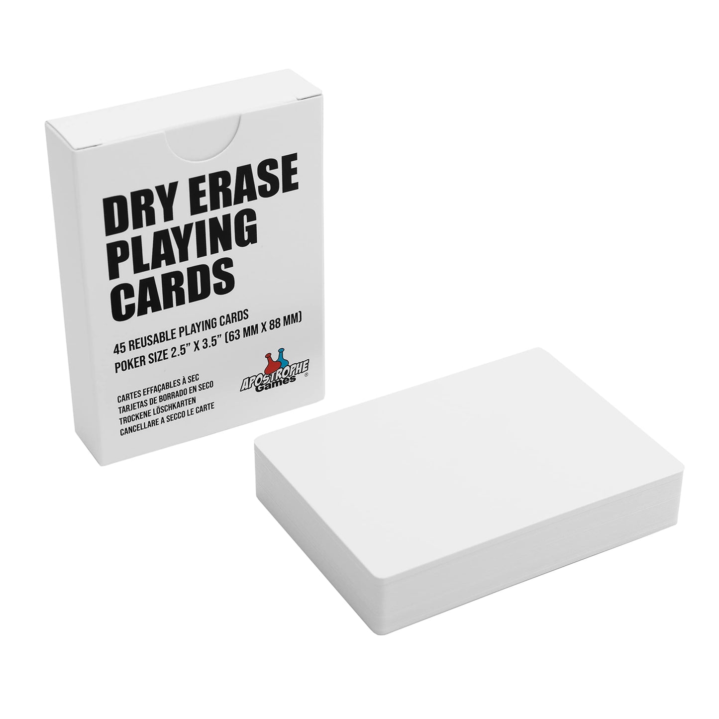 Apostrophe Games Dry Erase Blank Playing Cards with Box – Poker Size (2.5" x 3.5"), 45 Reusable Cards