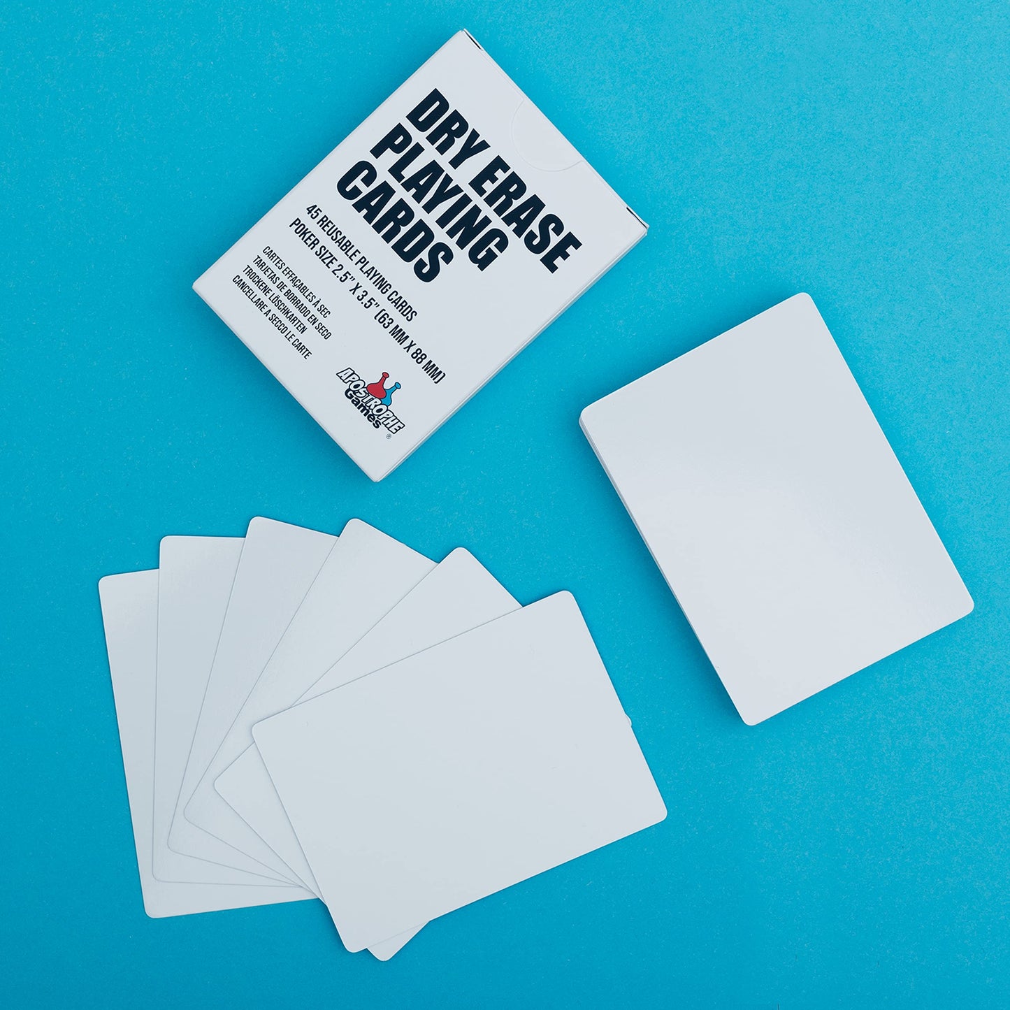 Apostrophe Games Dry Erase Blank Playing Cards with Box – Poker Size (2.5" x 3.5"), 45 Reusable Cards