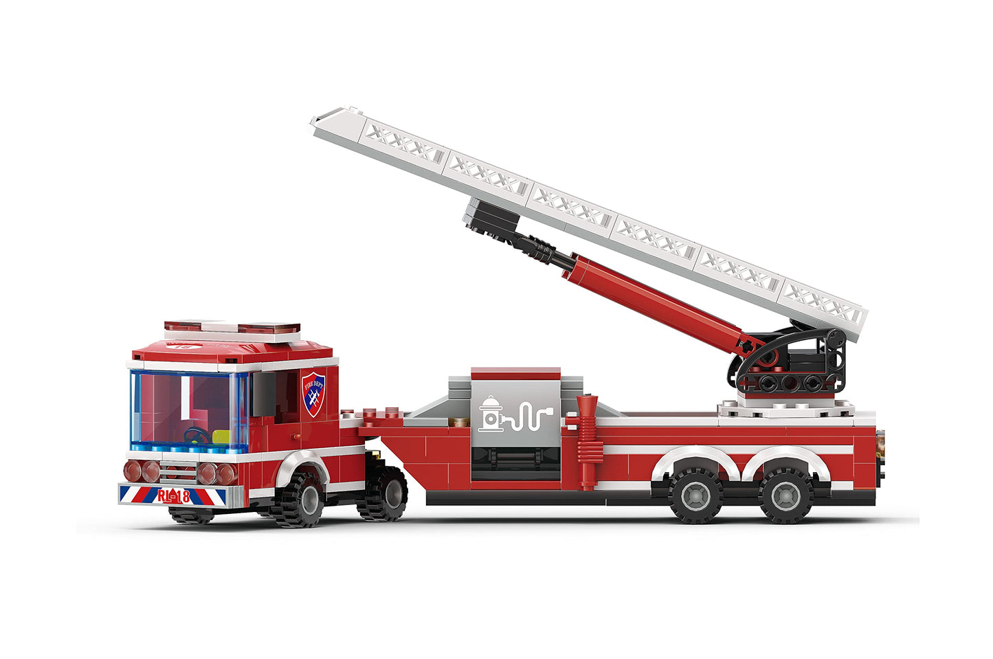 Apostrophe Games Fire Truck Building Set – 294 Pieces with Extended Ladder | Educational Building Blocks for Ages 10+