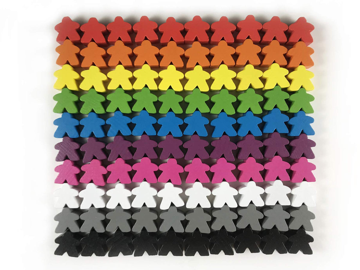 Apostrophe Games 100 Wooden Meeples - Multi-Color Board Game Tokens
