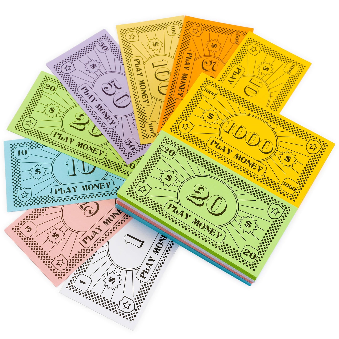 Apostrophe Games Opoly Play Money – 800 Pcs Fake Currency for Board Games (8 Denominations)