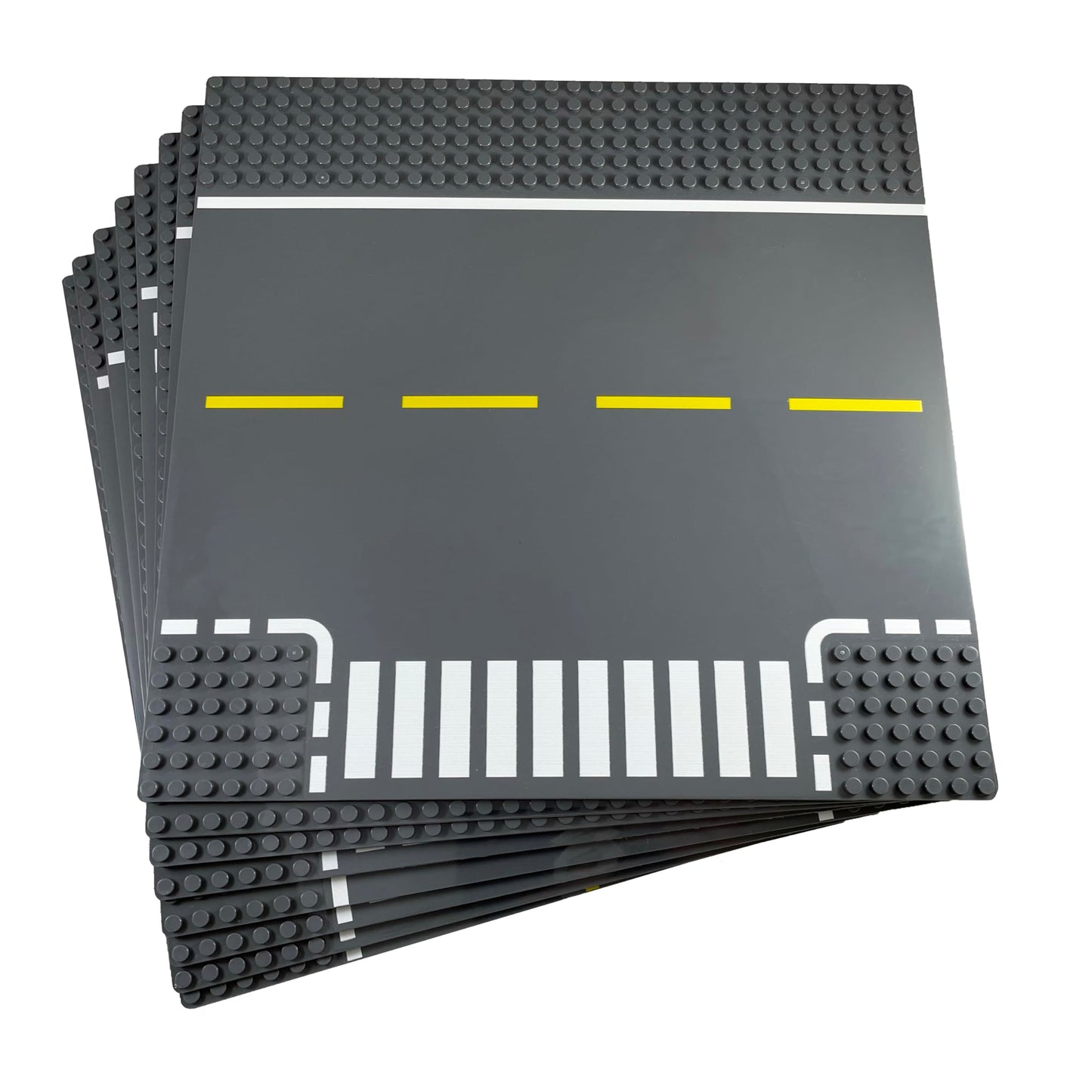 Apostrophe Games Road Baseplate – Premium 8-Pack Gray Base Plates Compatible with All Major Brands