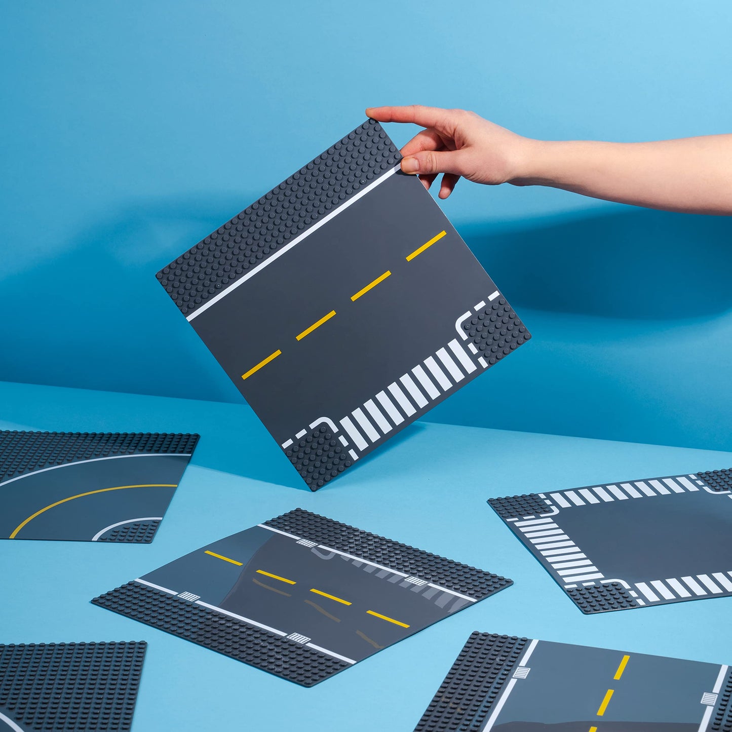 Apostrophe Games Road Baseplate – Premium 8-Pack Gray Base Plates Compatible with All Major Brands