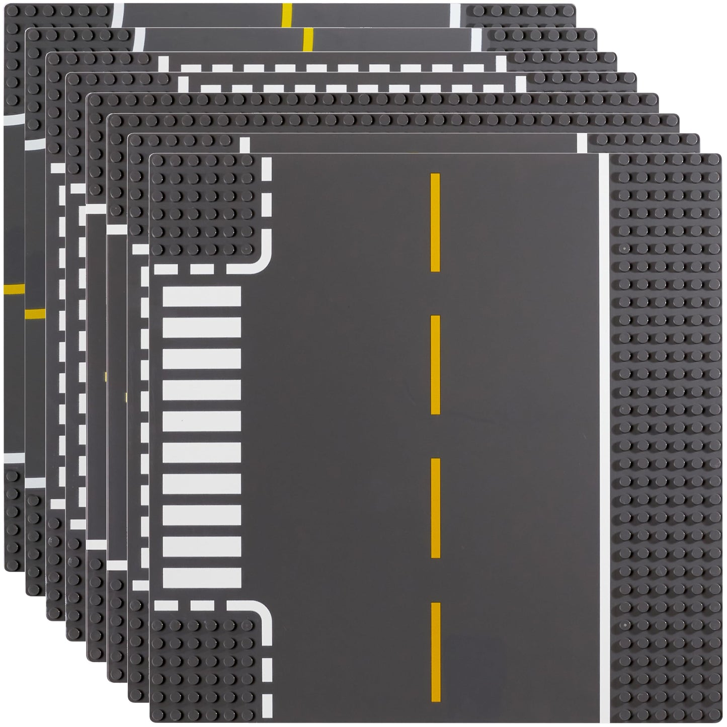 Apostrophe Games Road Baseplate – Premium 8-Pack Gray Base Plates Compatible with All Major Brands