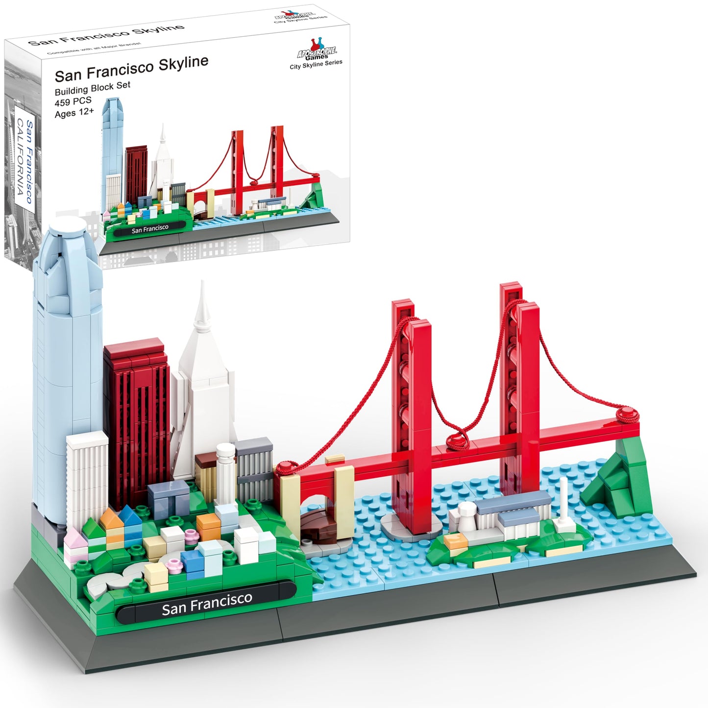 Apostrophe Games San Francisco Skyline Building Block Set (459 Pieces) – Golden Gate Bridge & Landmark Models