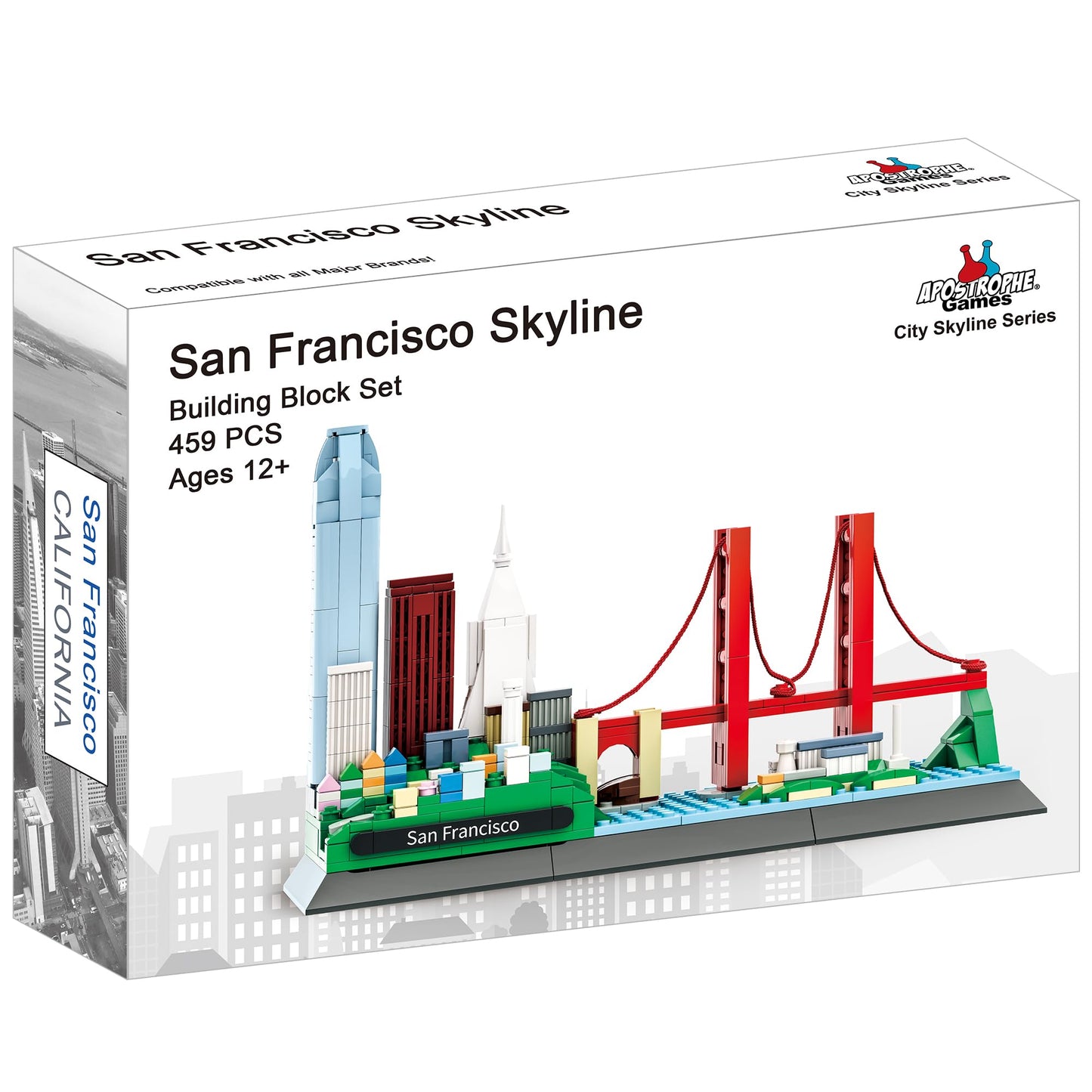 Apostrophe Games San Francisco Skyline Building Block Set (459 Pieces) – Golden Gate Bridge & Landmark Models