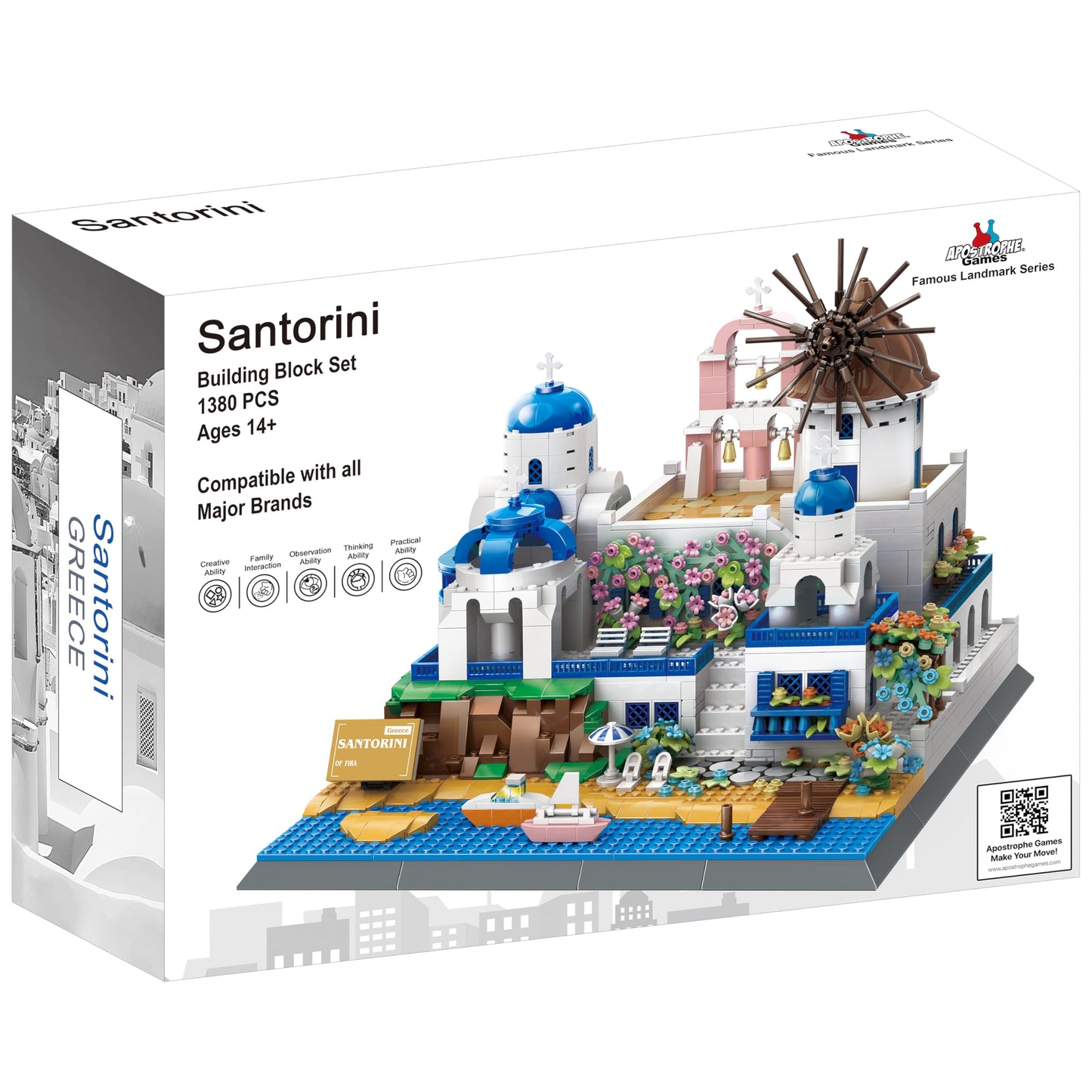 Apostrophe Games Santorini Building Block Set - 1380 Pieces | Architecture Kit for Adults & Kids