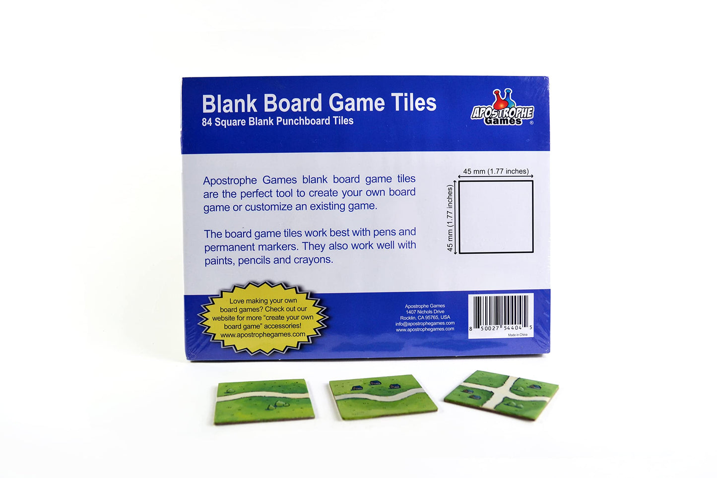 Apostrophe Games Square Board Tiles – 84 Pcs, Carcassonne-Size Blank Chits