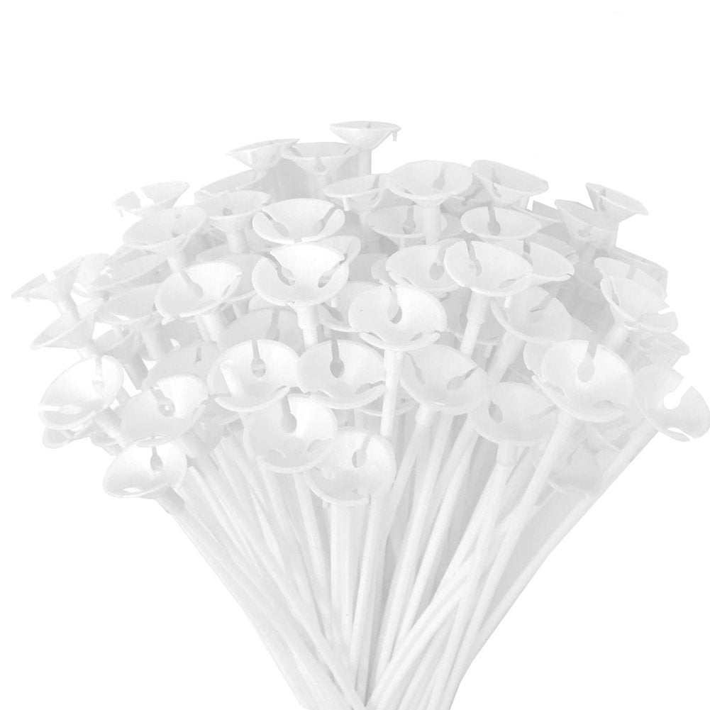 Apoulin Balloon Sticks with Cups – 100Pcs for Party & Wedding