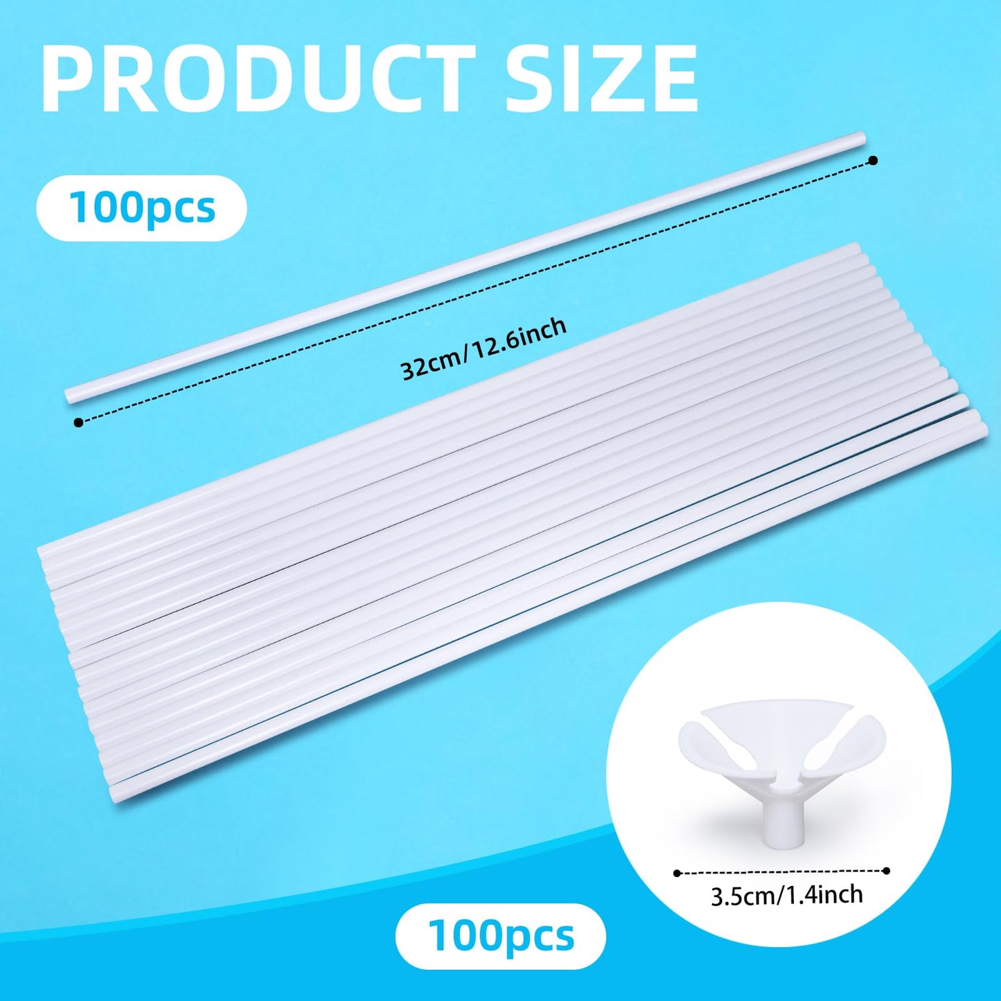 Apoulin Balloon Sticks with Cups – 100Pcs for Party & Wedding