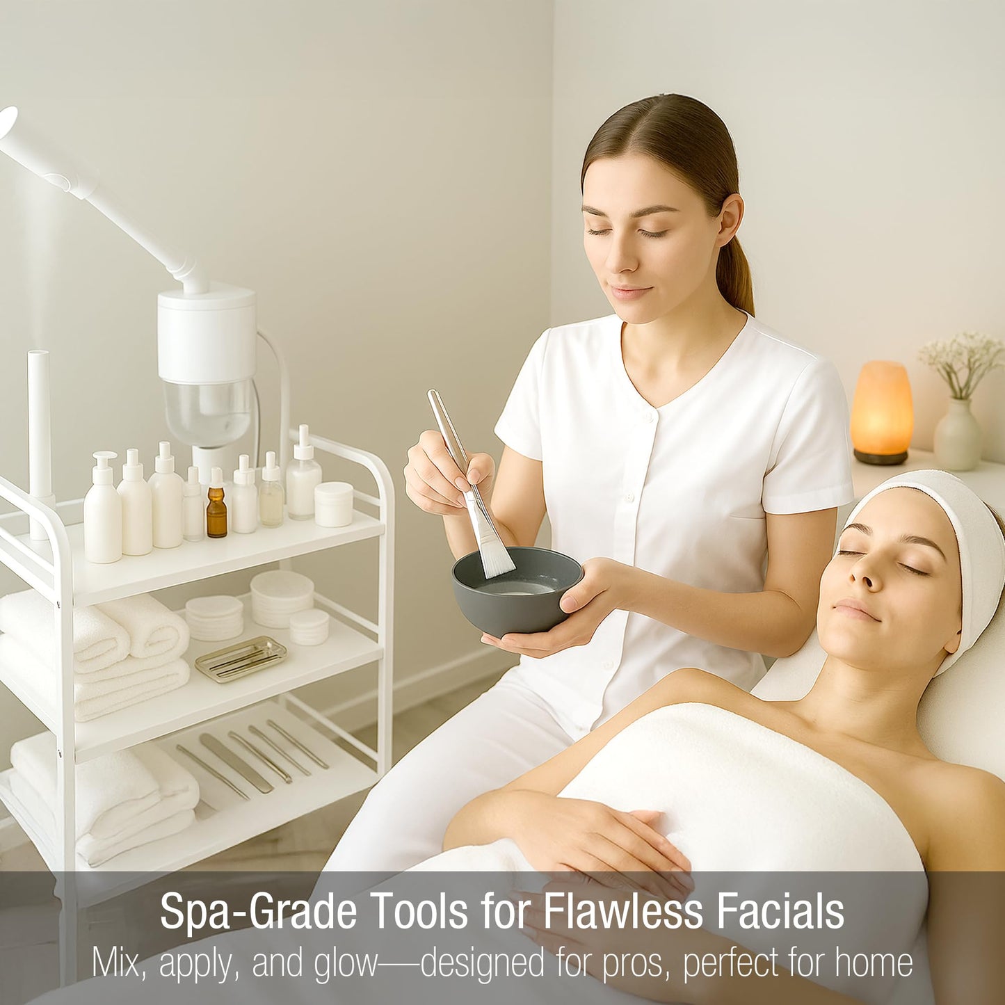 APPEARUS Facial Mask Silicone Mixing Bowl Set – 6-Piece Spa Skincare Kit (Dark Gray), 3 Bowls, Brush & Spatulas, Microwave & Dishwasher Safe