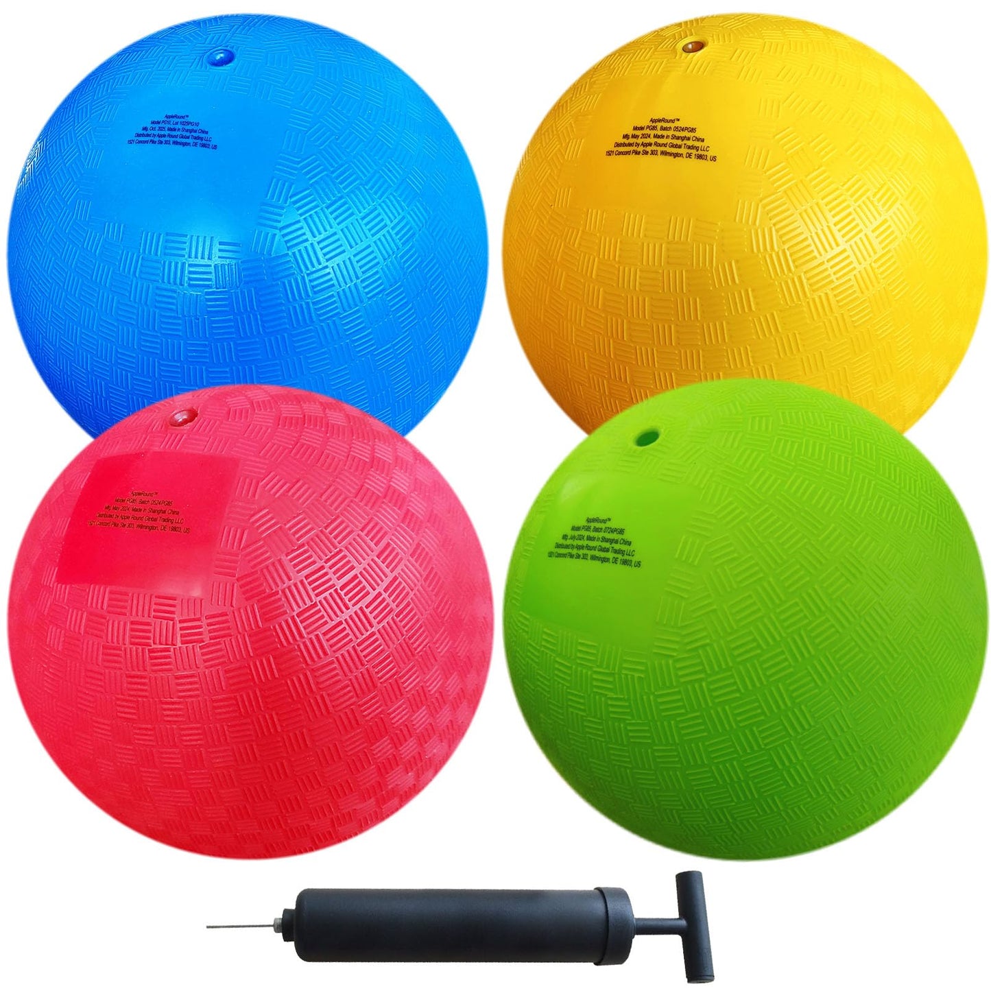 AppleRound 8.5-Inch Dodgeball Balls – Pack of 4 with Pump, Official Size for Dodgeball, Handball, Camps & Schools (Multicolor)