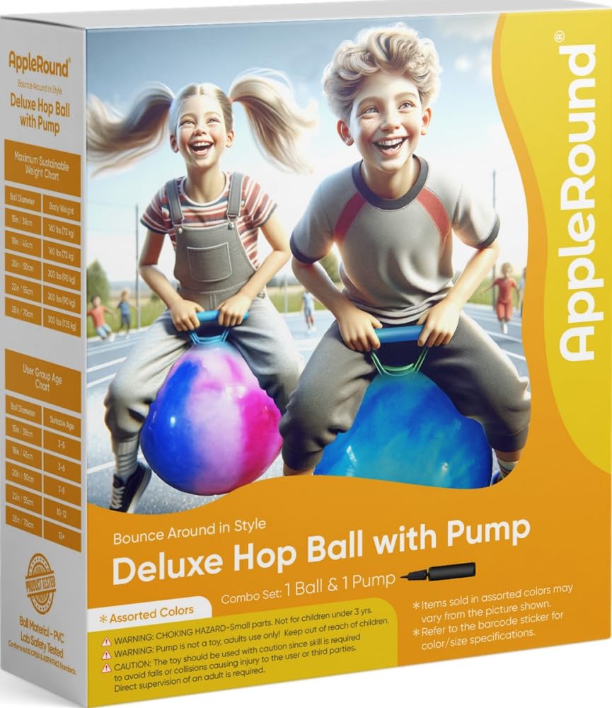 AppleRound Hippity Hoppity Hopball with Pump — 18-Inch Purple Cloud Sit-On Ball for Kids Aged 3–7