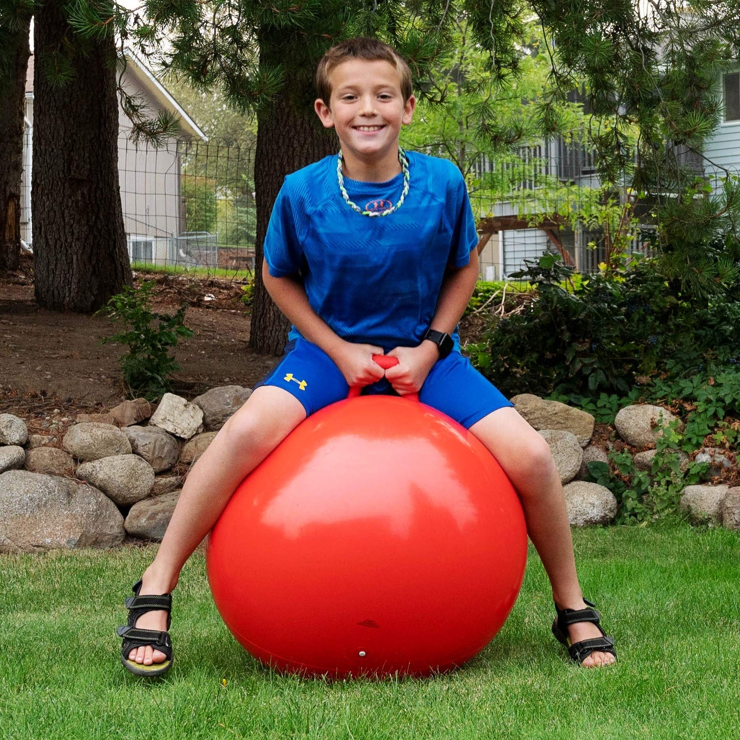 AppleRound Space Hopper Ball 22in – For Ages 10–13, Indoor/Outdoor Hop Ball with Pump