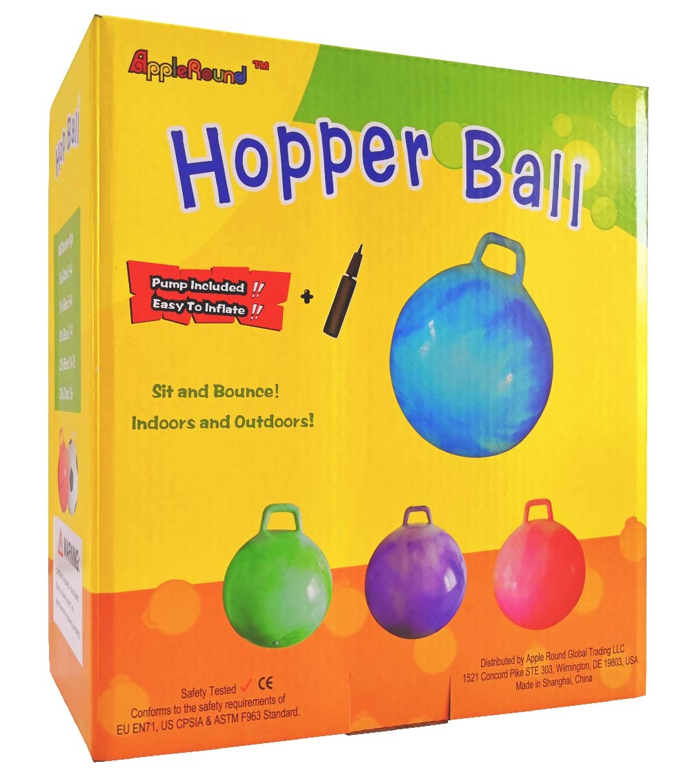 AppleRound Space Hopper Ball 22in – For Ages 10–13, Indoor/Outdoor Hop Ball with Pump