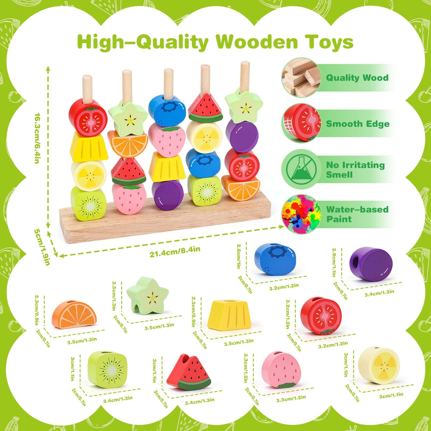 Appoft Montessori Wooden Beads Mastery Kit – Fine Motor Skills & Pattern Play for Toddlers 2-5