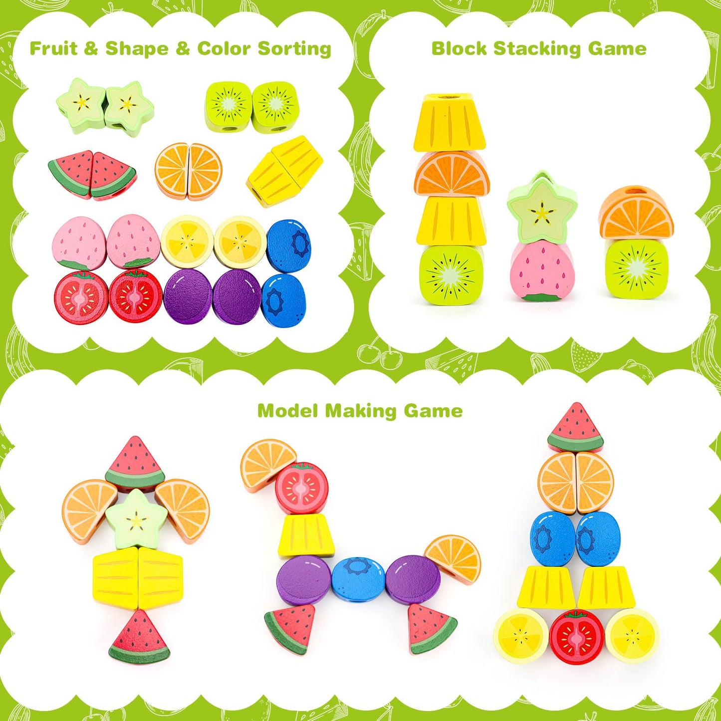 Appoft Montessori Wooden Beads Mastery Kit – Fine Motor Skills & Pattern Play for Toddlers 2-5