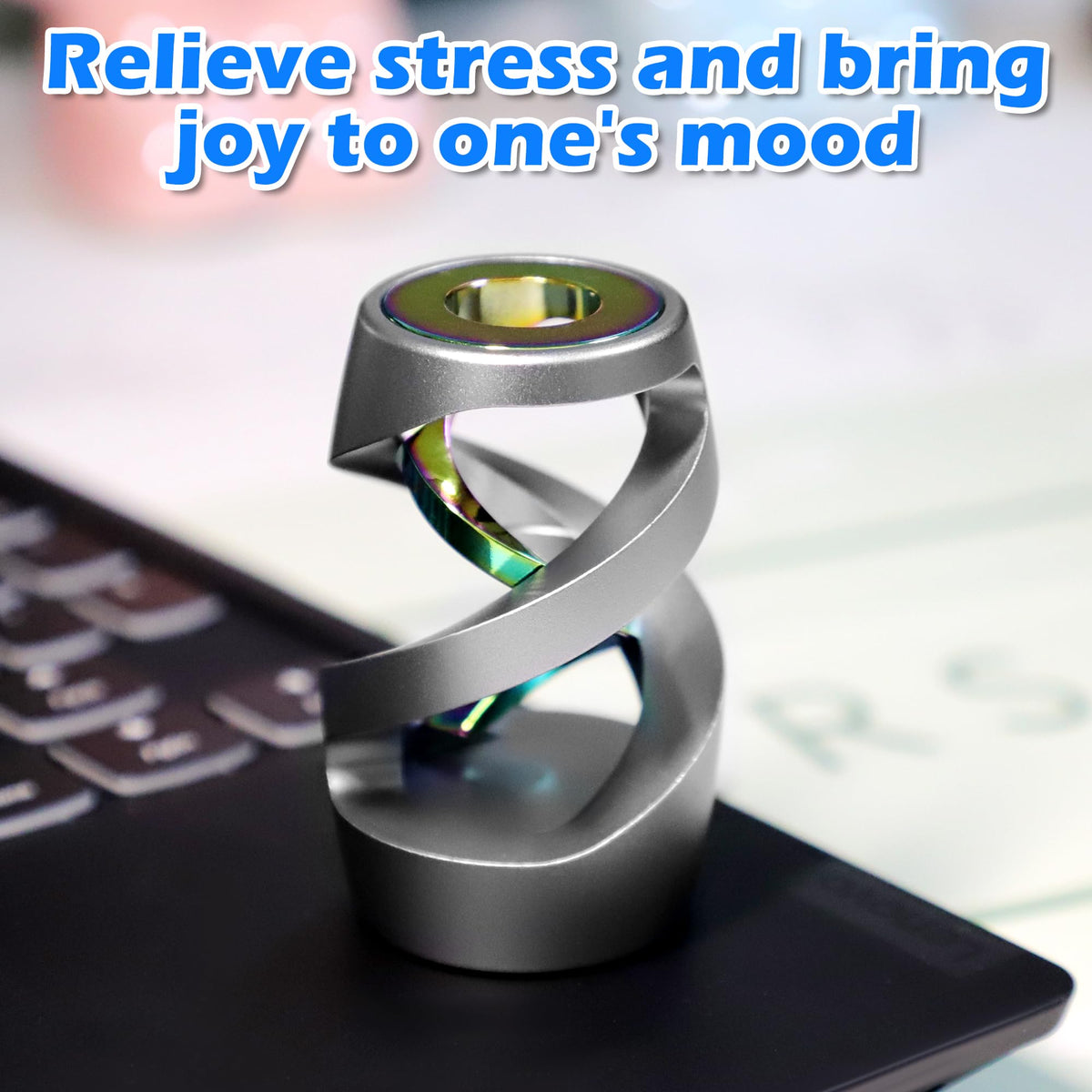 Apqdw Kinetic Desk Toy – Metal Spinner for Focus, Stress Relief & Office Fidget (Grey)