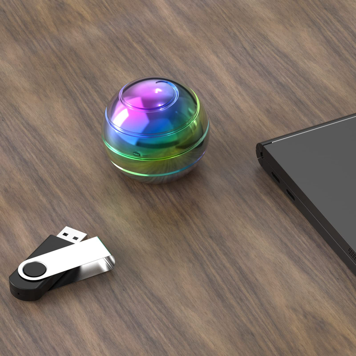 Apqdw Kinetic Desk Spinning Ball – Rainbow 45mm Fidget Toy for Focus & Calm