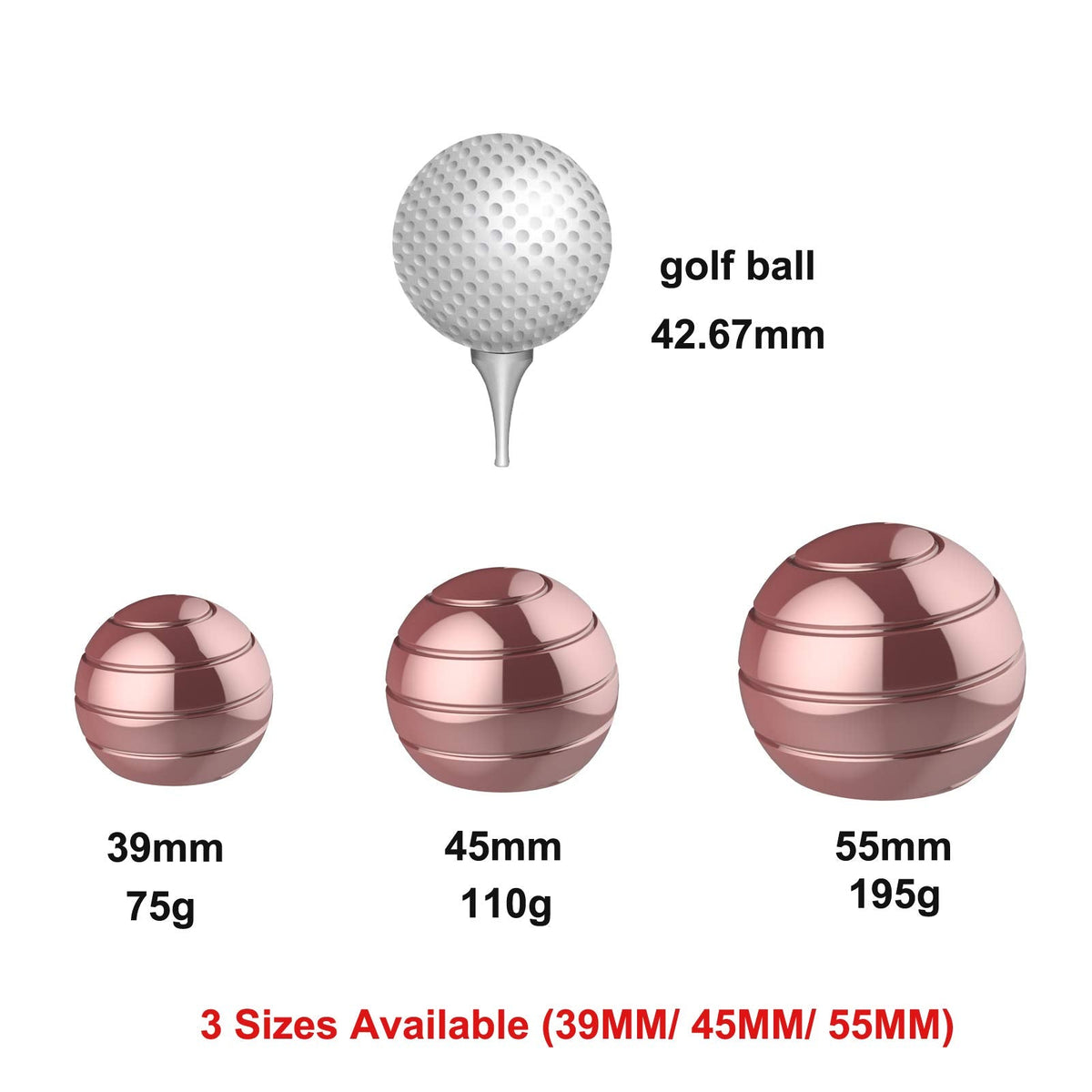 Apqdw Kinetic Desk Toys – 39mm Rose Gold Fidget Ball for Adults