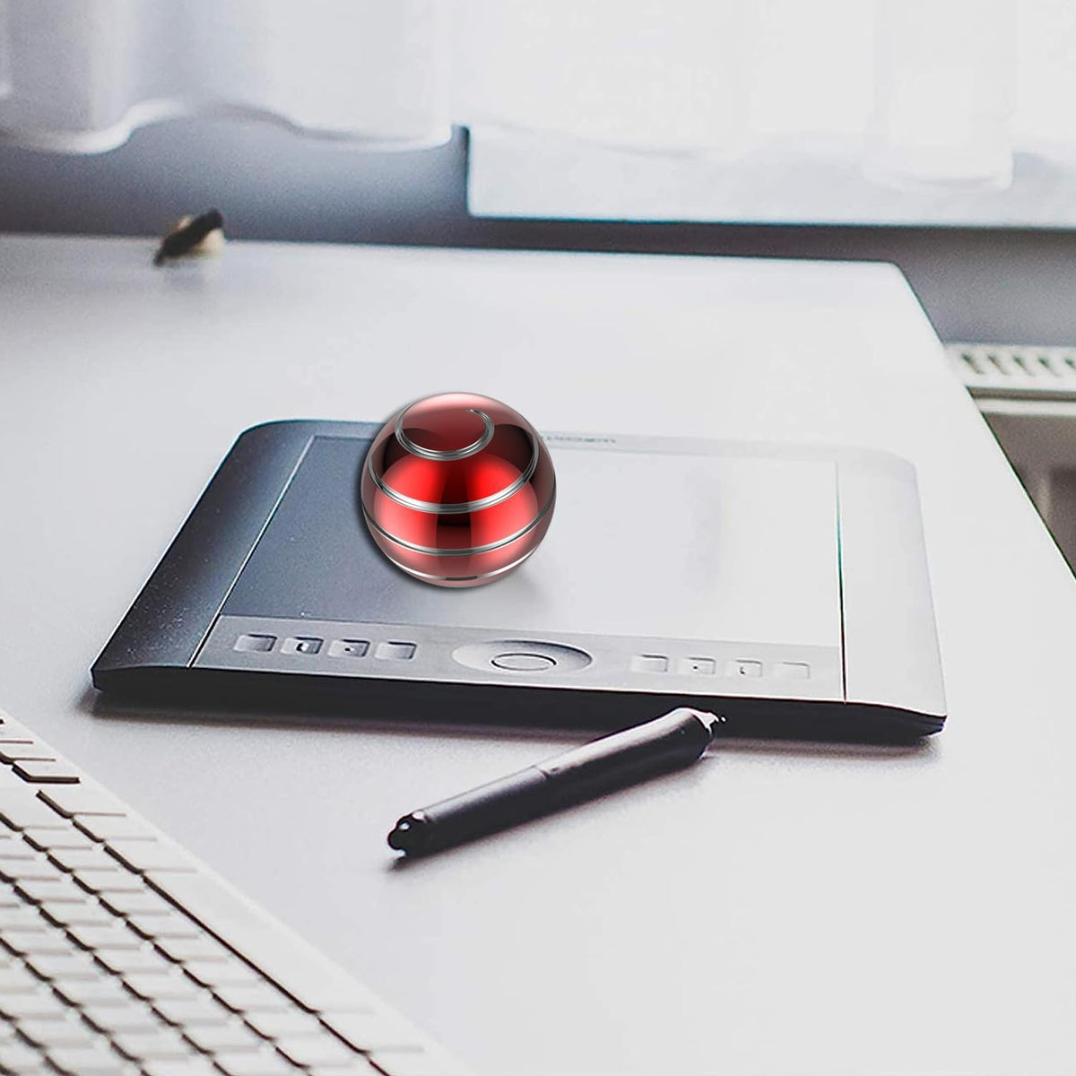 Apqdw Kinetic Desk Toys – 55mm Red A Spin Ball for Focus & Fun