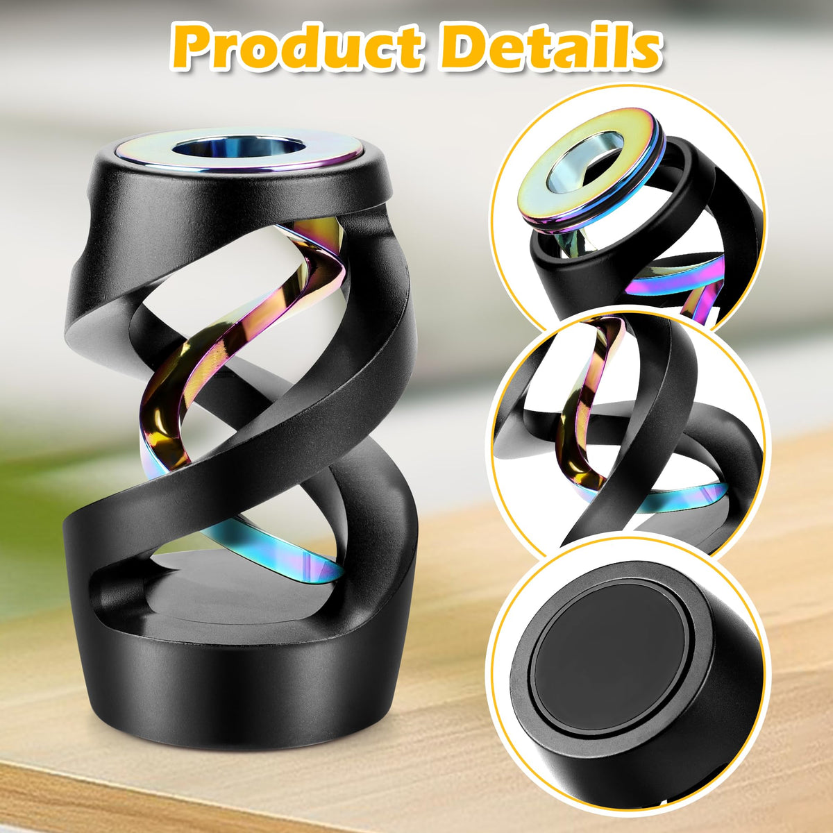 Apqdw Kinetic Spinning Desk Toy – Upgraded Fidget Desk Toy for Adults (Black)