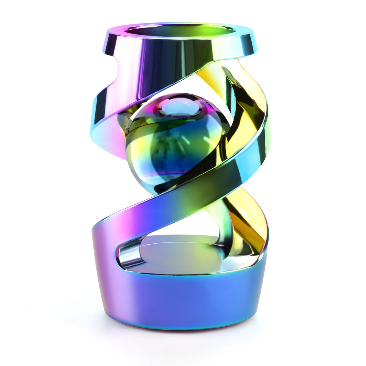 Apqdw Kinetic Spinning Desk Toy – Rainbow Metal Fidget Ball for Adults, Office Desk Accessory