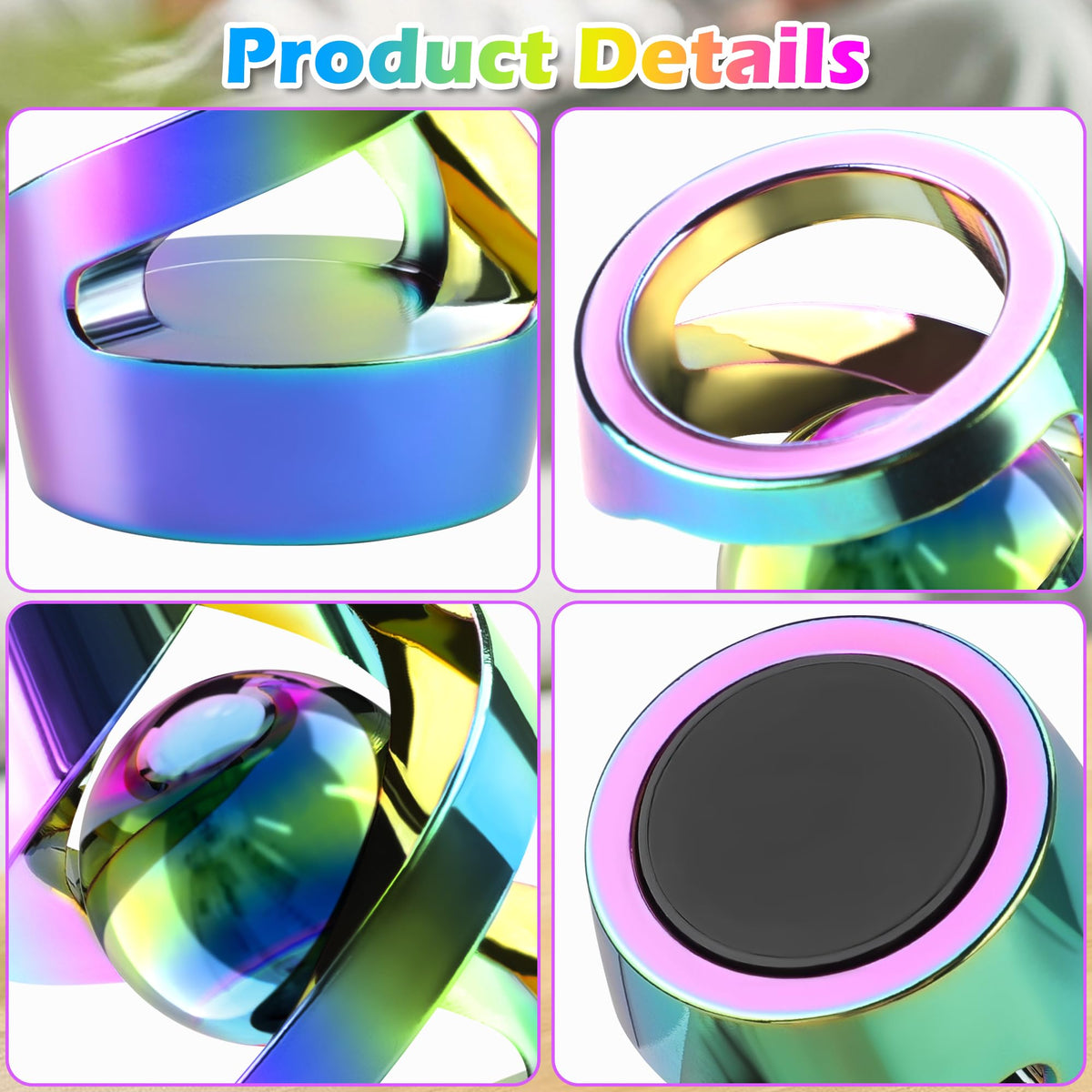 Apqdw Kinetic Spinning Desk Toy – Rainbow Metal Fidget Ball for Adults, Office Desk Accessory