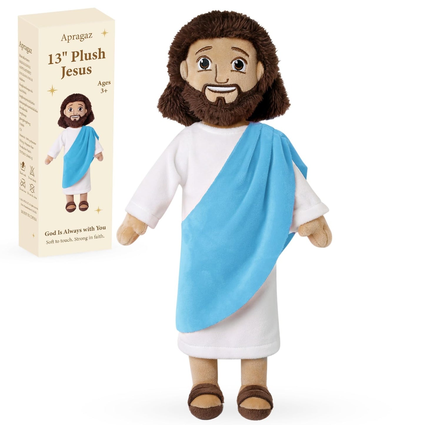 Apragaz 13-Inch Jesus Plush Doll – Soft Christian Toy for Kids | Faith-Based Gift