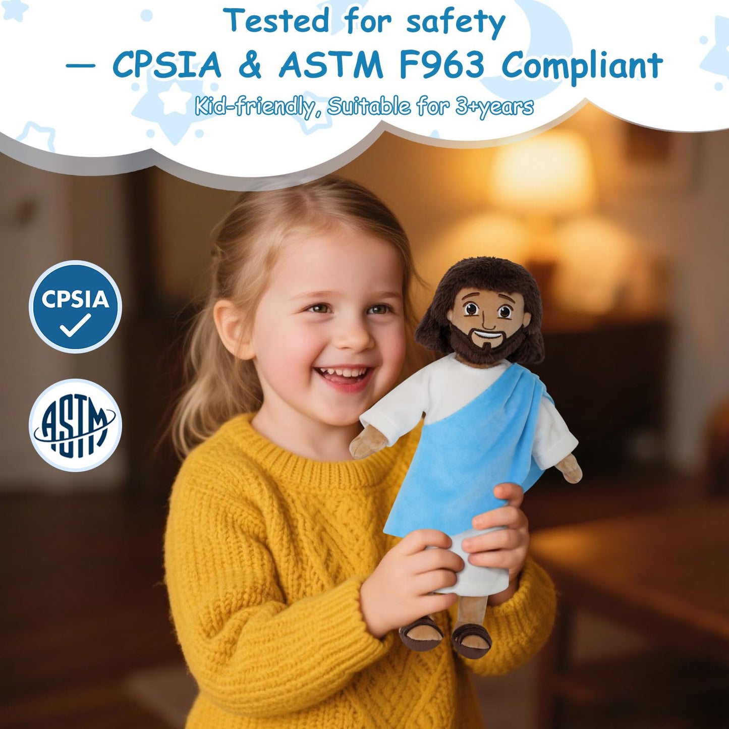 Apragaz 13-Inch Jesus Plush Doll – Soft Christian Toy for Kids | Faith-Based Gift
