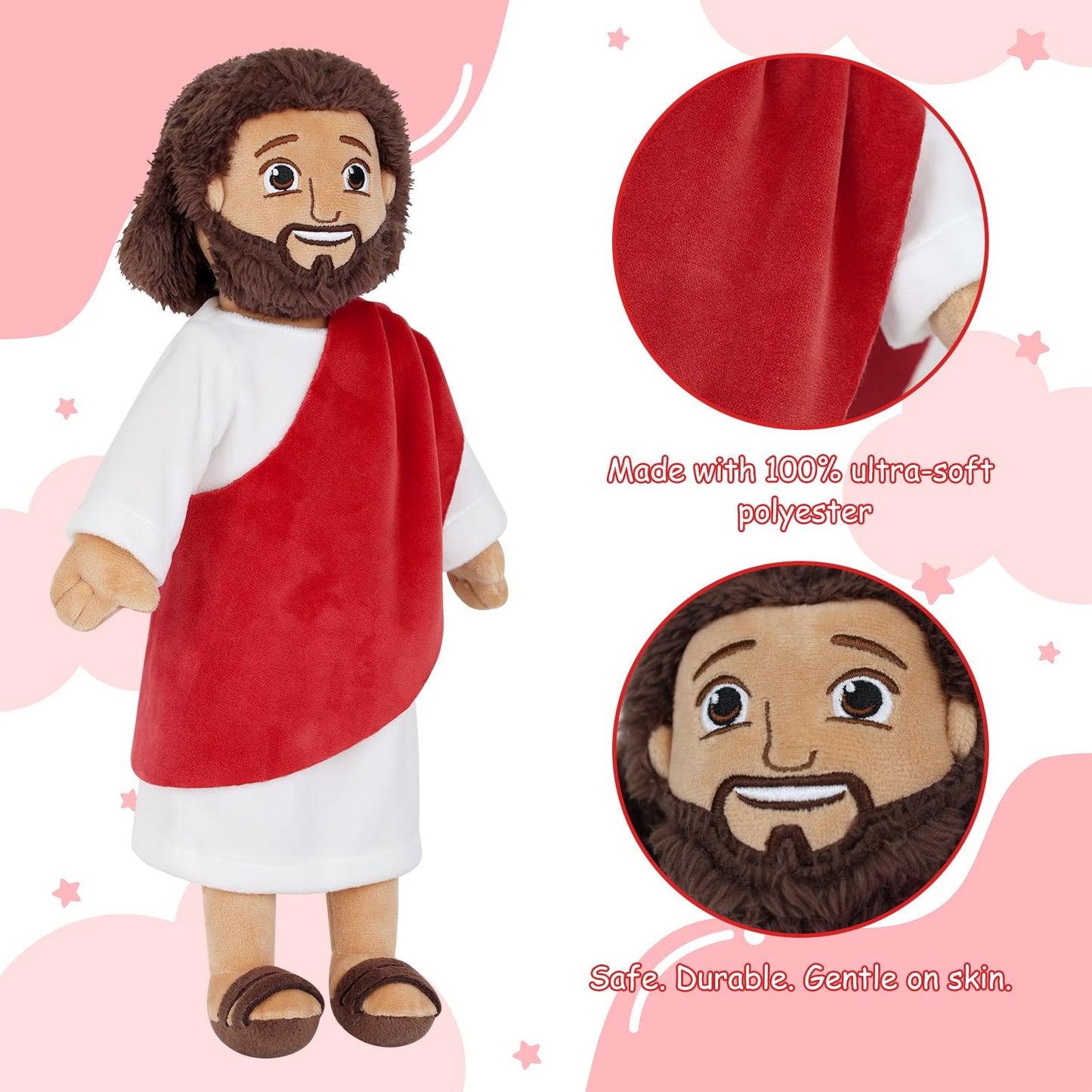 Apragaz 13-Inch Jesus Plush Doll – Soft Christian Plushie for Kids, Safe Faith-Based Gift