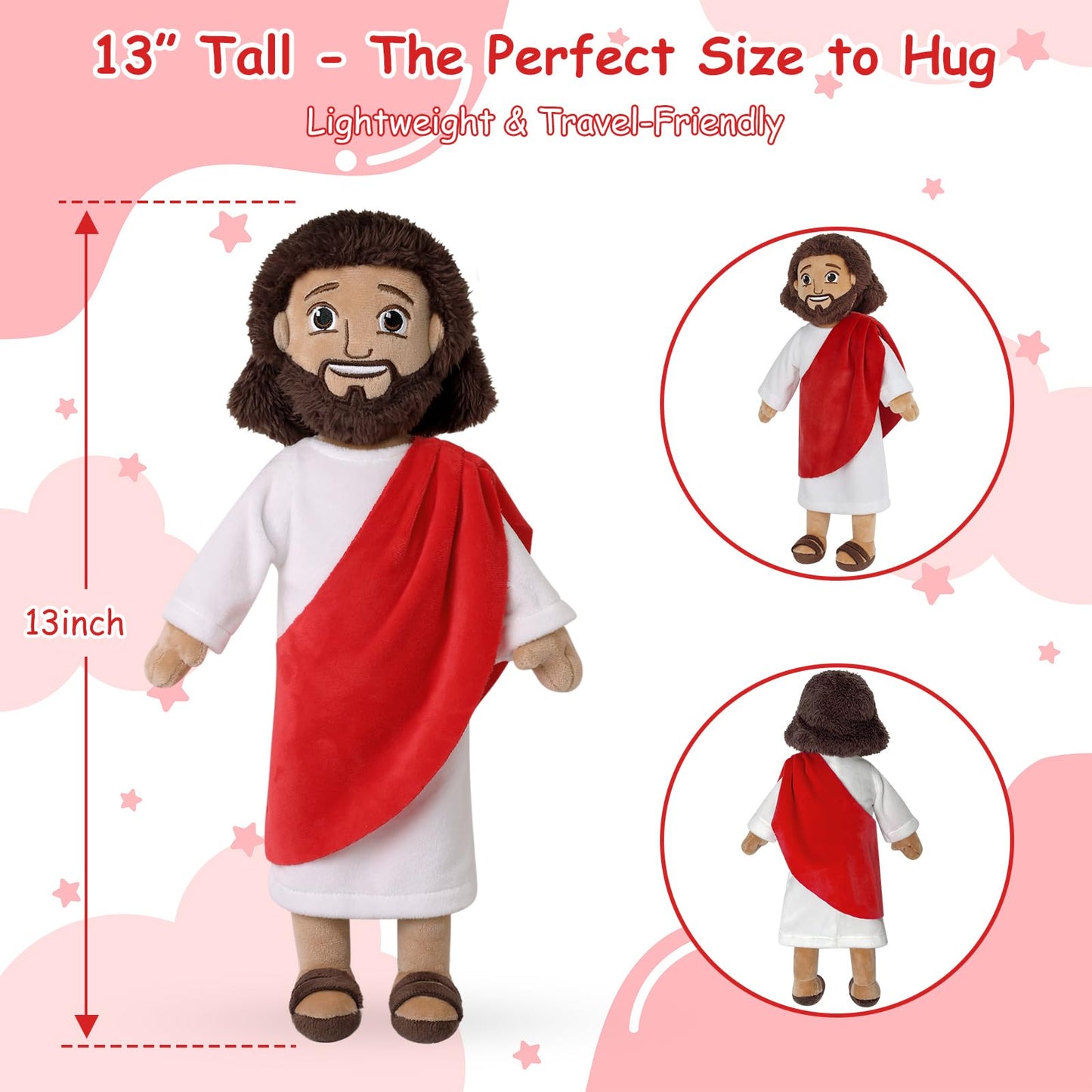 Apragaz 13-Inch Jesus Plush Doll – Soft Christian Plushie for Kids, Safe Faith-Based Gift