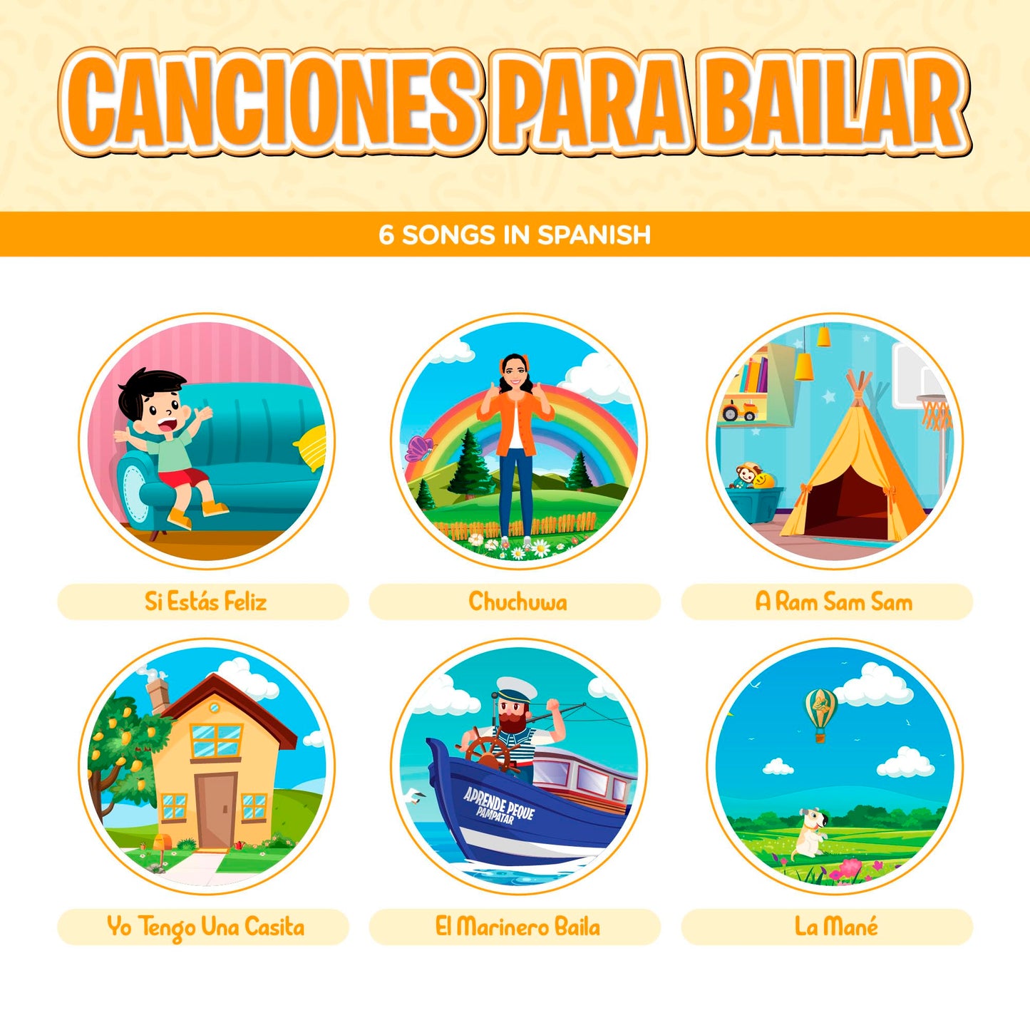 Aprende Peque Dance and Play Musical Sound Book with Isa — 6 Spanish Songs for Toddlers