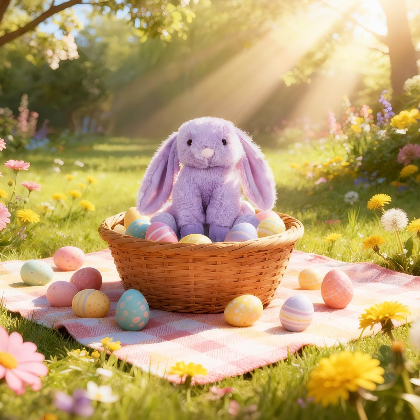 Apricot Lamb Plush Purple Bunny Rabbit – 8-Inch Stuffed Animal with Fluffy Ears