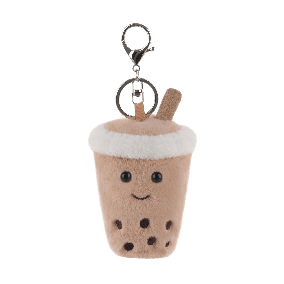 Apricot Lamb Boba Tea Plush Keychain — Soft Stuffed Toy for Kids' Backpacks