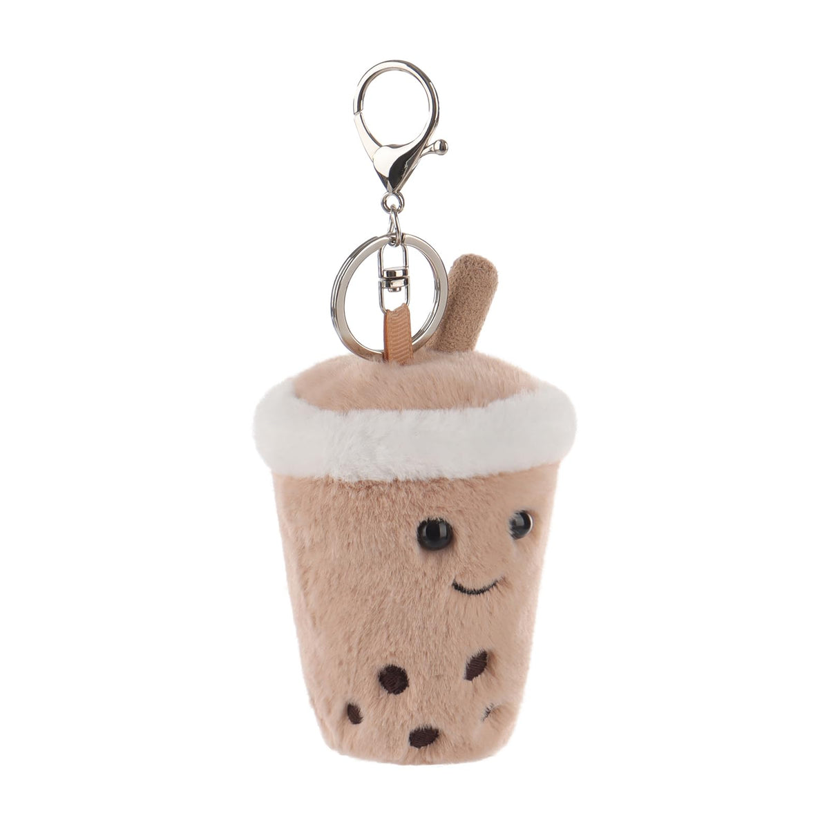 Apricot Lamb Boba Tea Plush Keychain — Soft Stuffed Toy for Kids' Backpacks